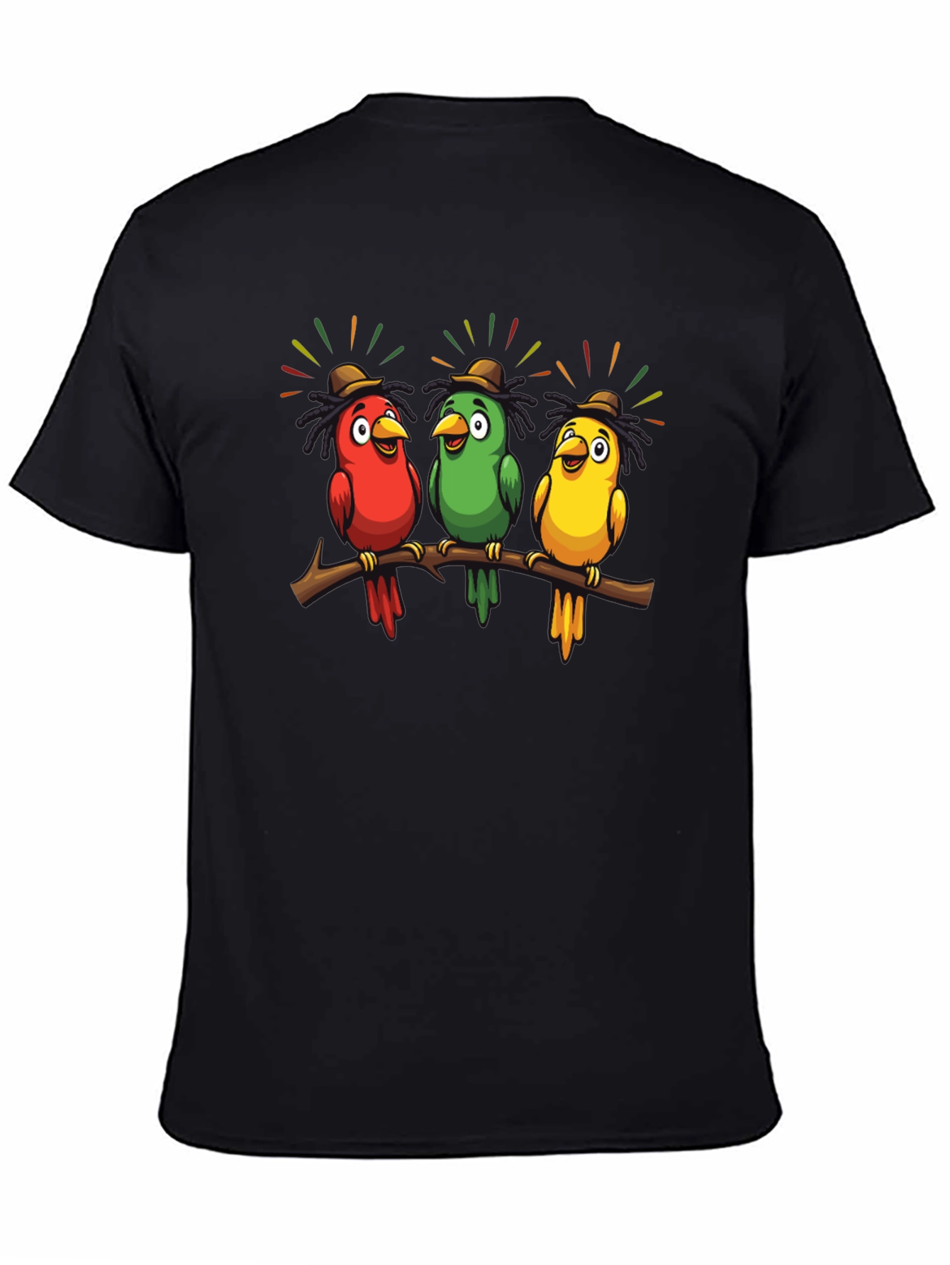 Rasta Parrots Black T-Shirt