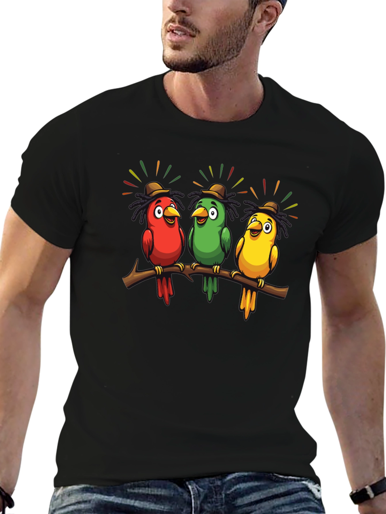 Rasta Parrots Black T-Shirt