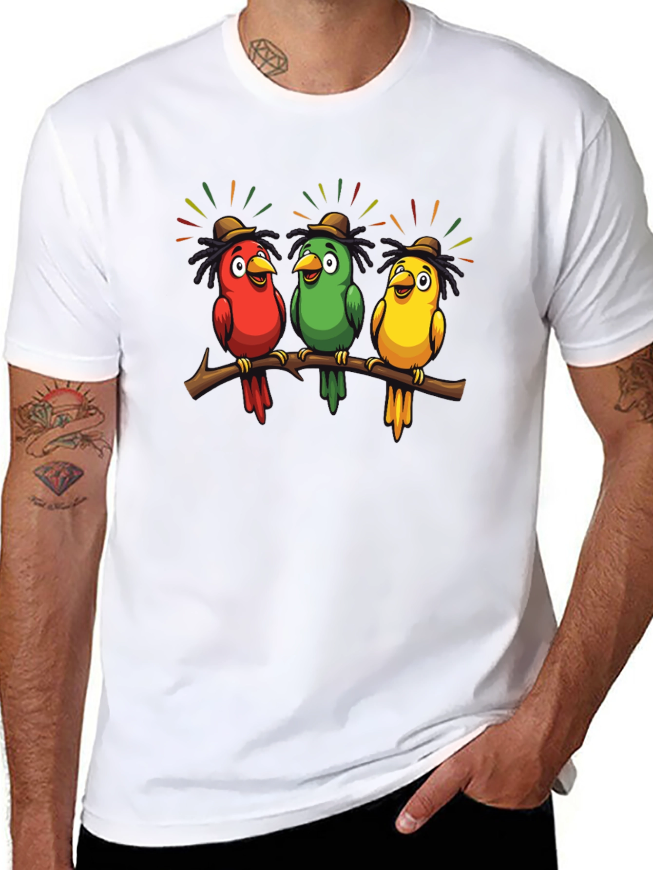 Rasta Parrots Black T-Shirt