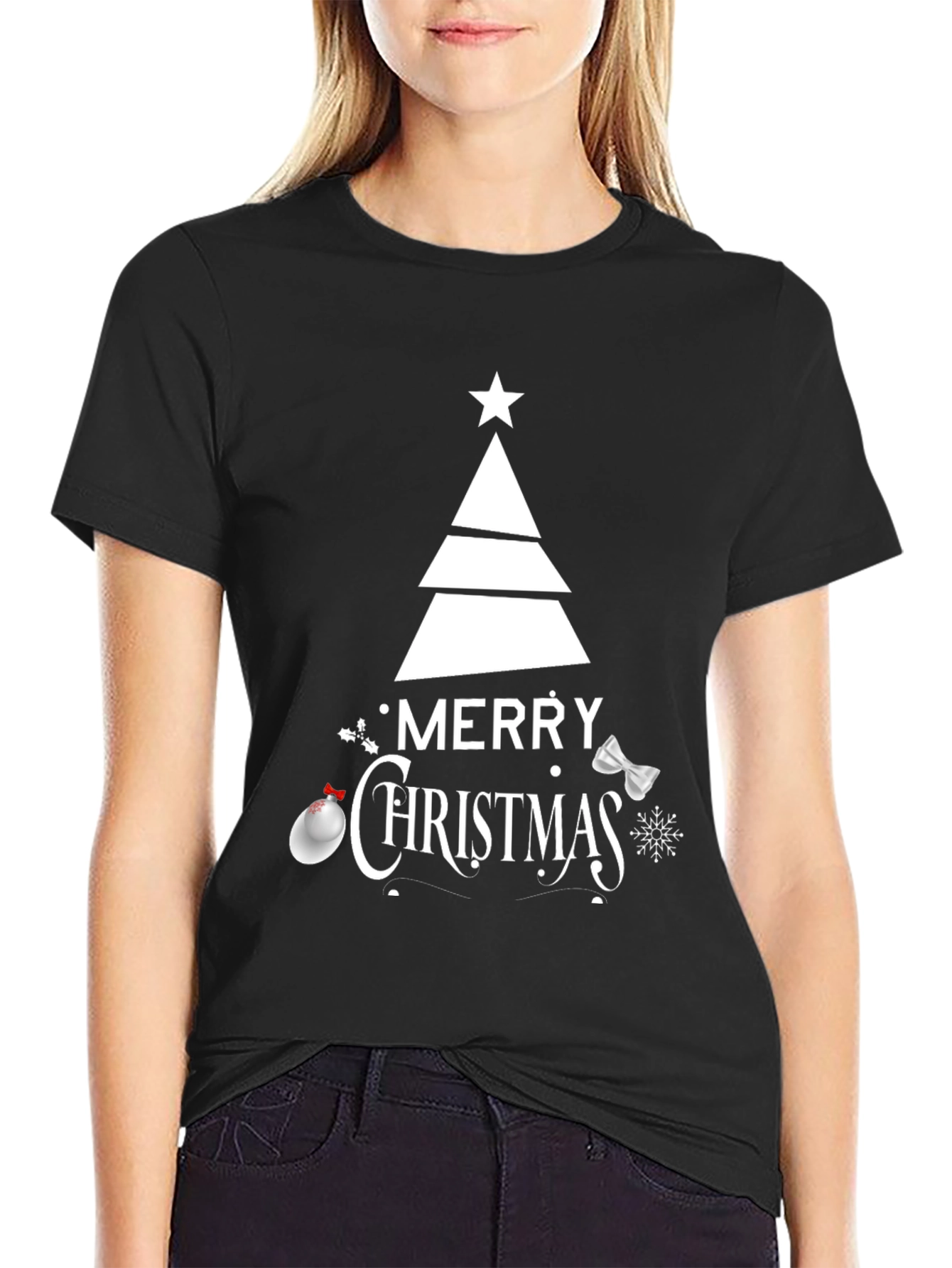 Festive Merry Christmas Tree Graphic Tee - Holiday Style