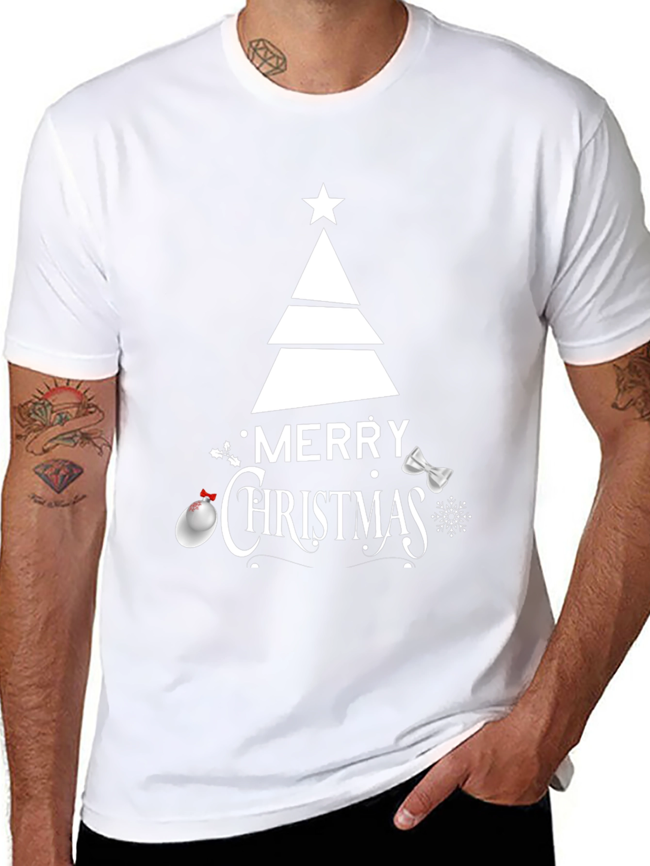 Festive Merry Christmas Tree Graphic Tee - Holiday Style