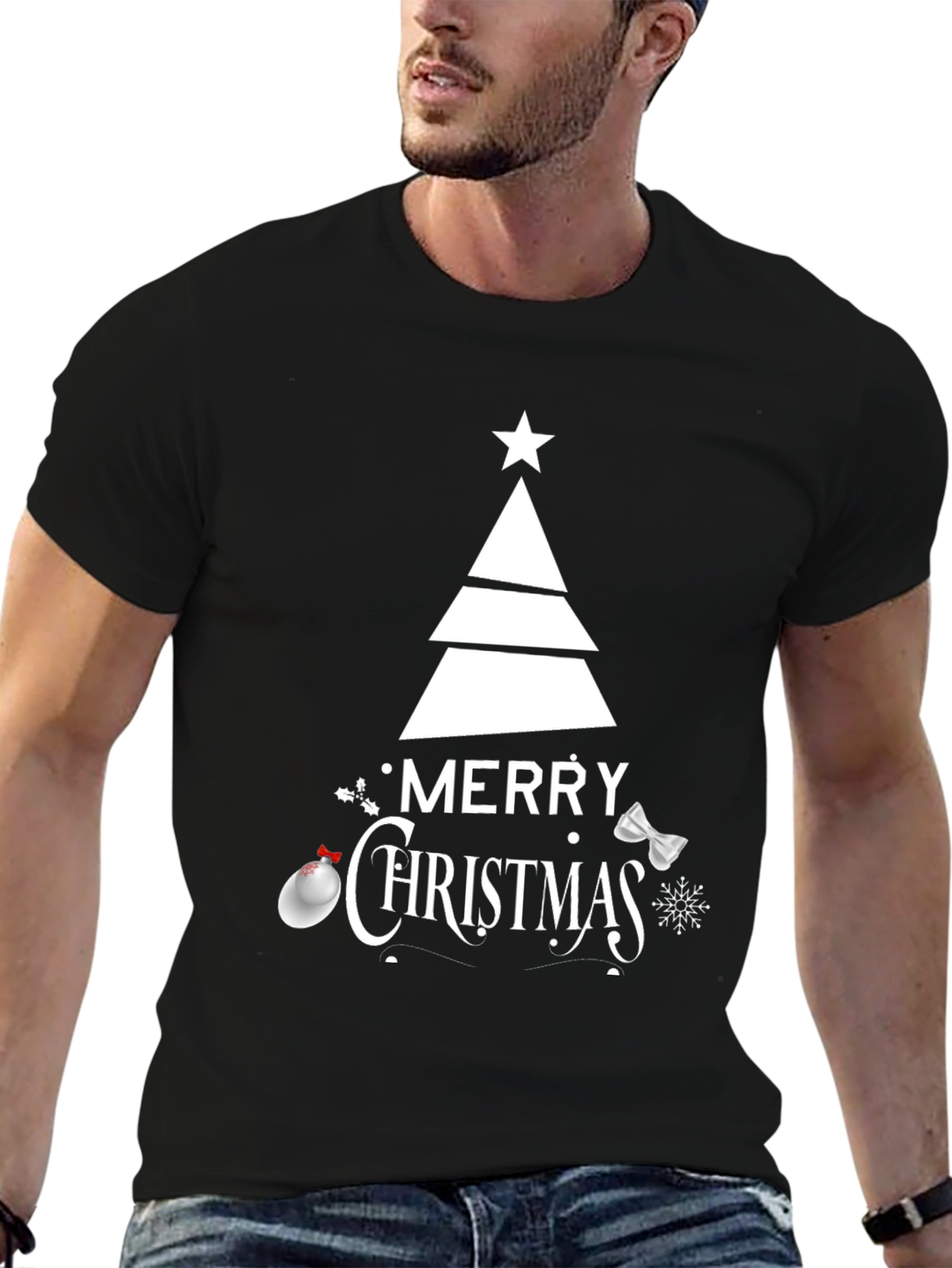 Festive Merry Christmas Tree Graphic Tee - Holiday Style