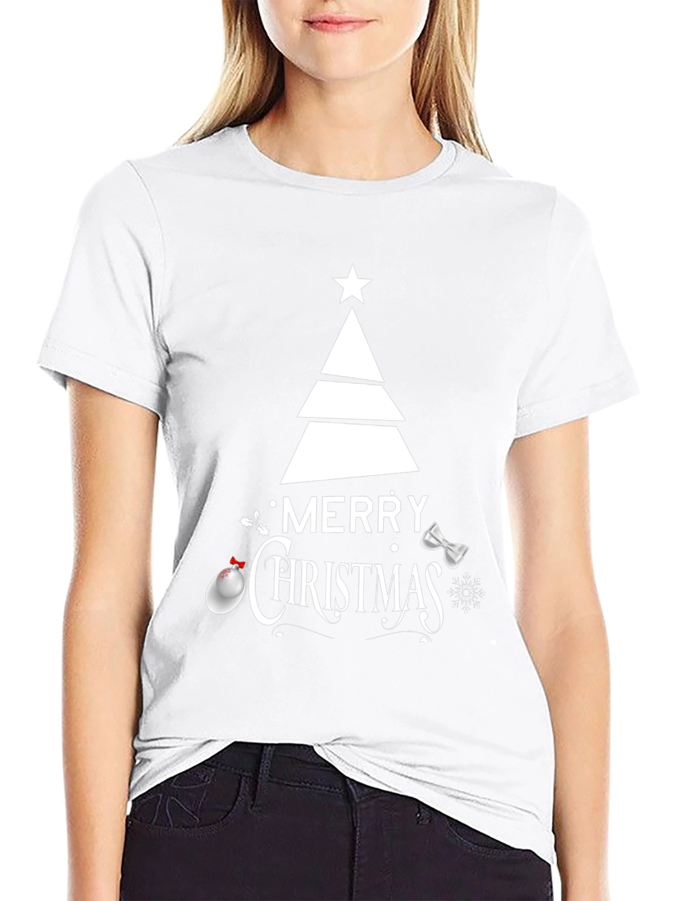 Festive Merry Christmas Tree Graphic Tee - Holiday Style