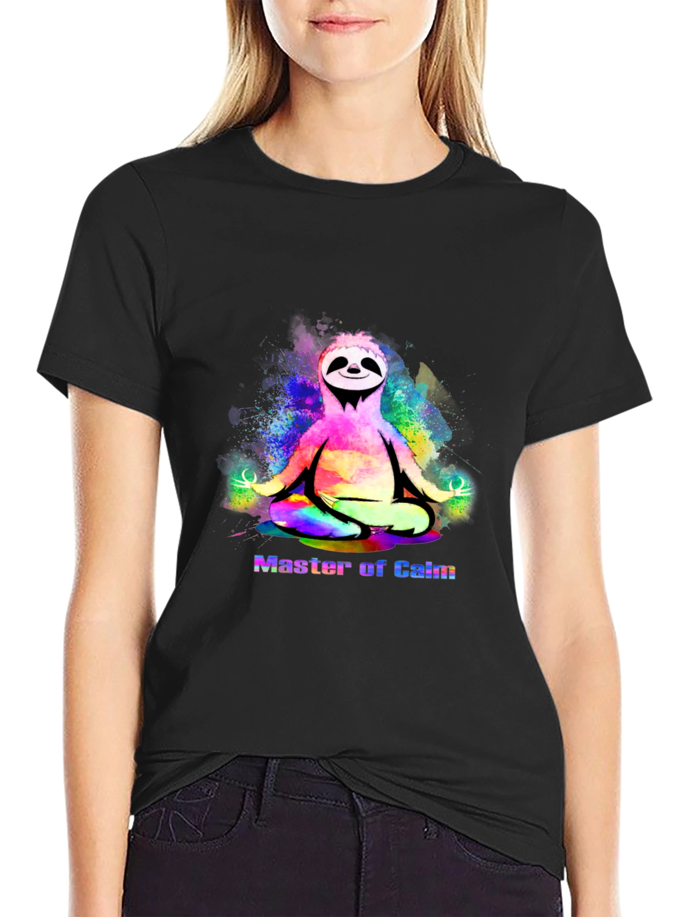 Master of Calm Sloth T-Shirt - Mens Black Tee