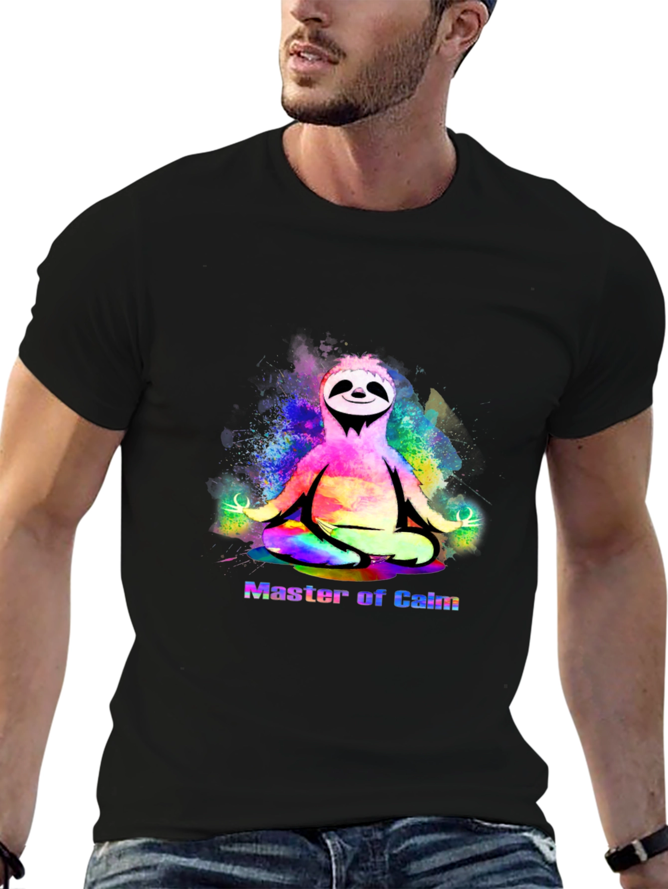Master of Calm Sloth T-Shirt - Mens Black Tee