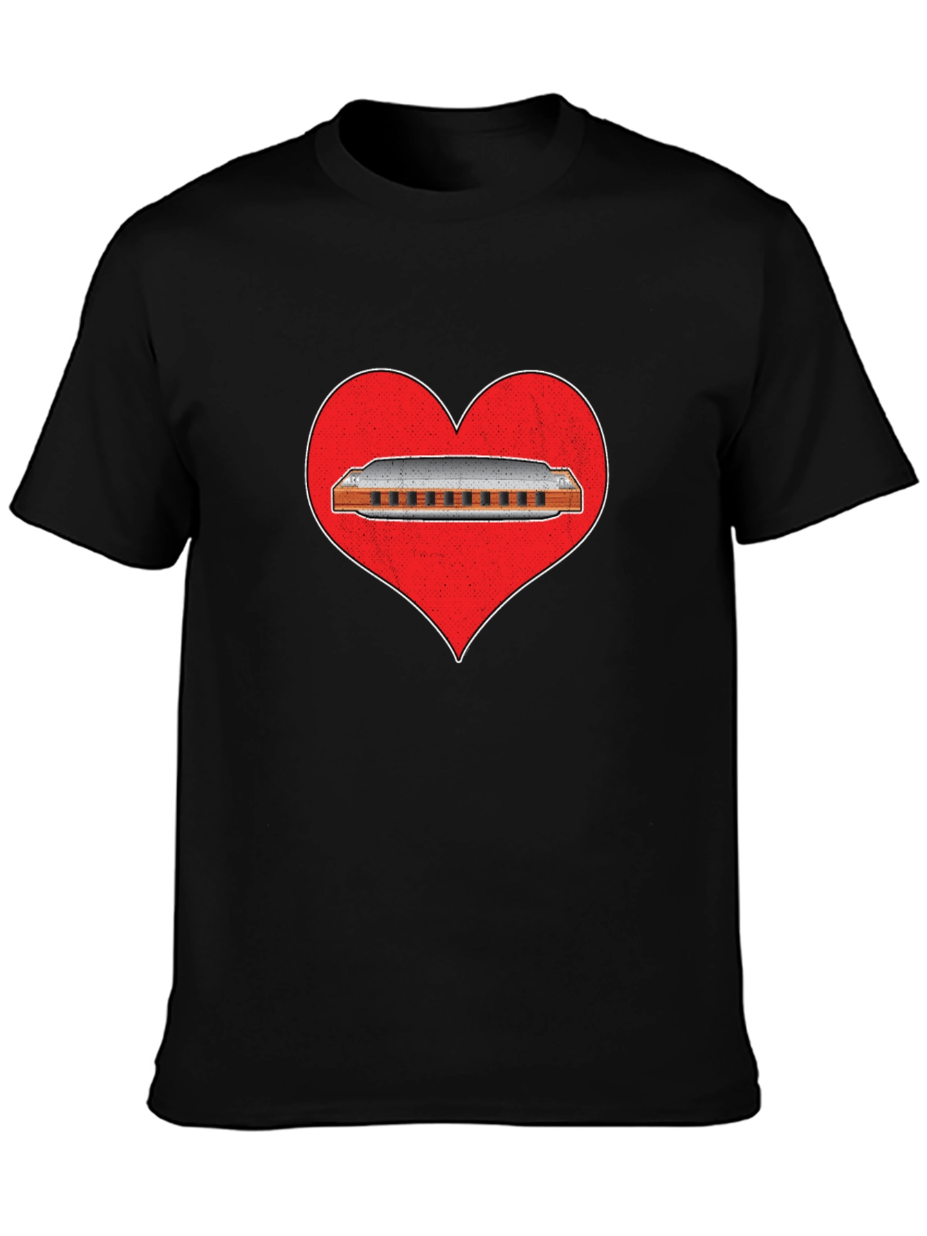 Harmonica Heart T-Shirt - Music Lover Tee