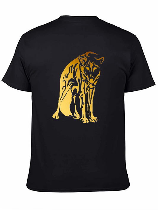 Black Tee with Gold Cheetah Graphic