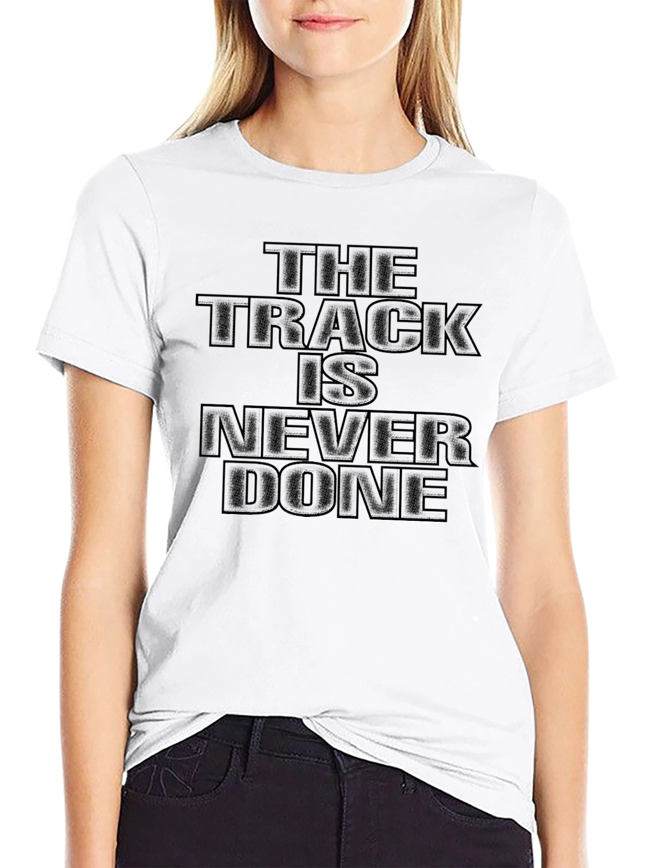 The Track is Never Done Black Graphic Tee