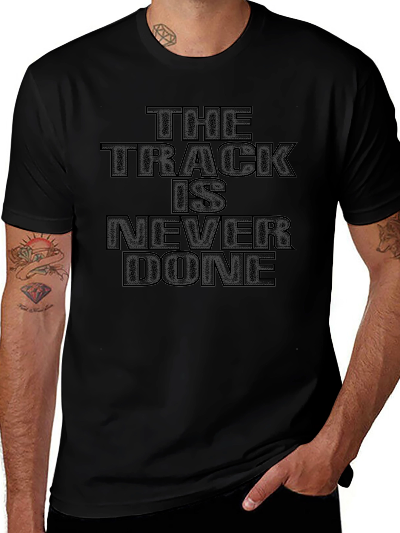 The Track is Never Done Black Graphic Tee