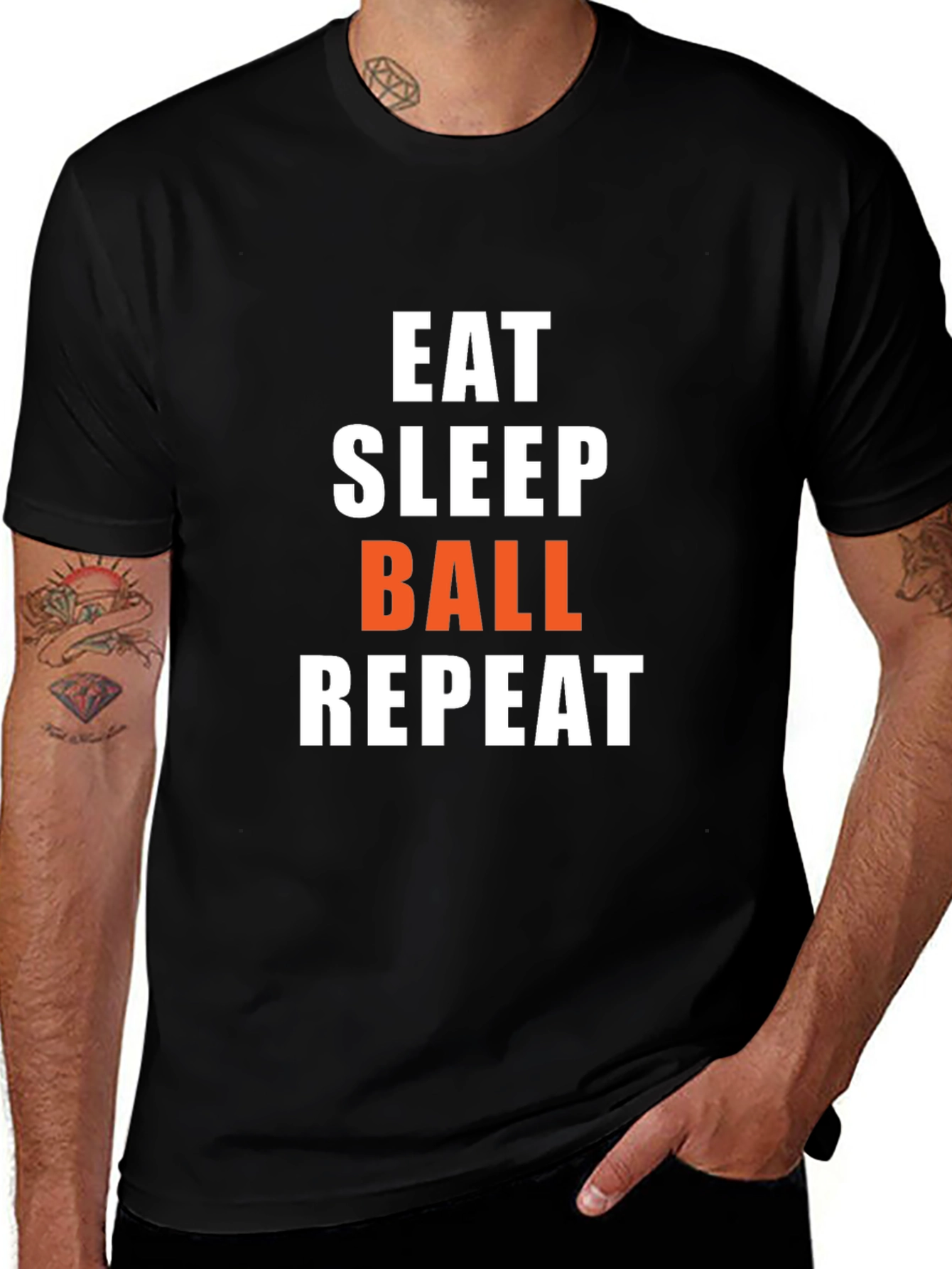 Eat Sleep Ball Repeat Graphic Tee - Black