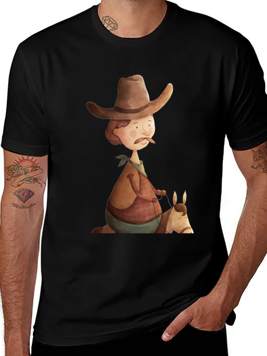 Cartoon Cowboy Graphic Tee - Unique Design!