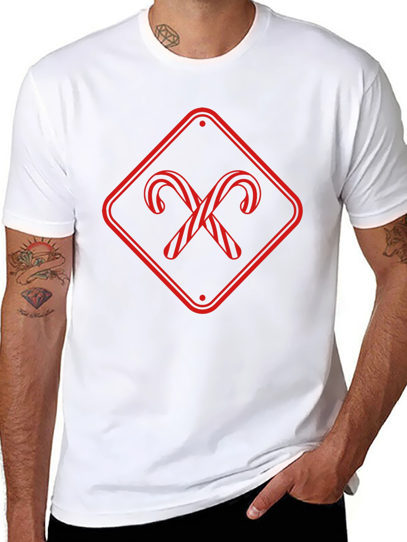 Candy Cane Crossing Black T-Shirt
