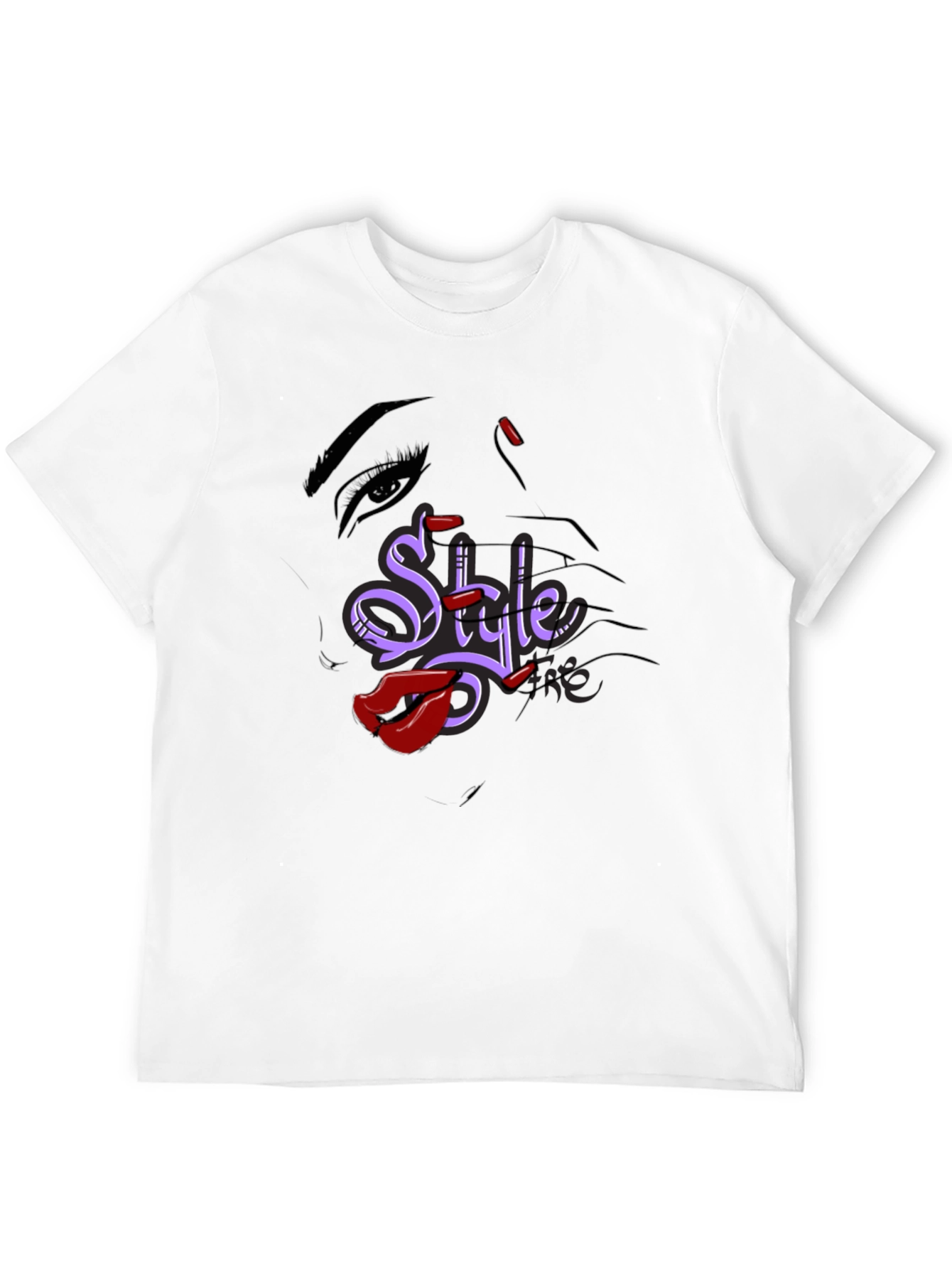 Stylish Graphic Tee - Style Text Lip Print