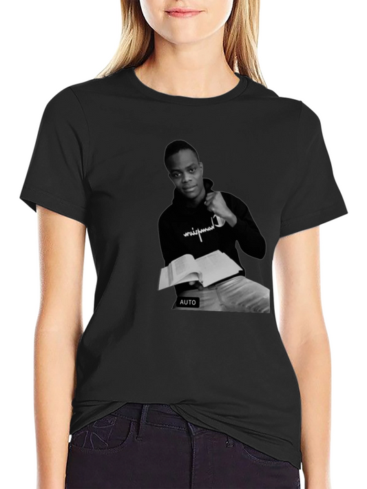 Black T-Shirt with Black and White Photo Print