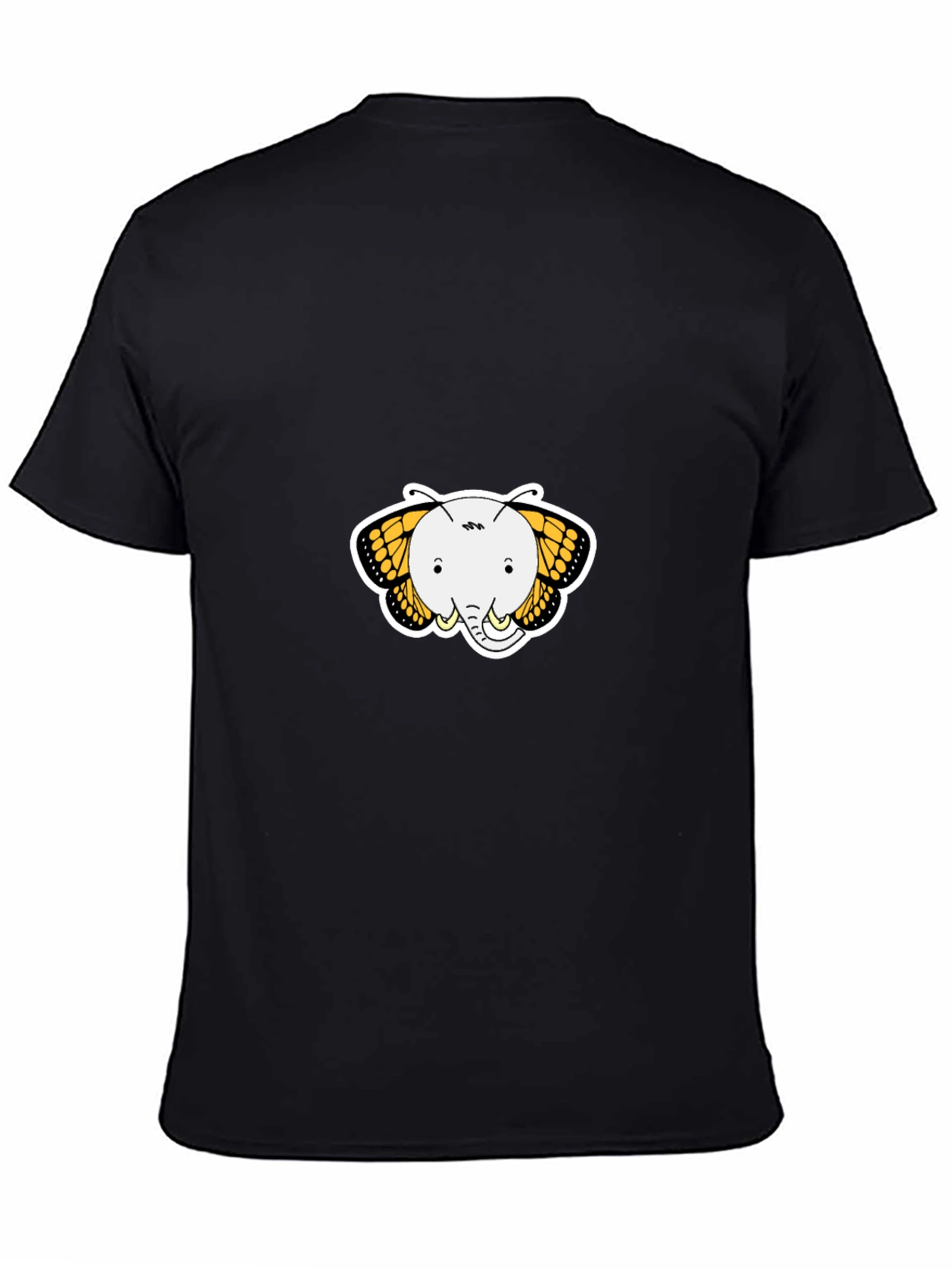 Elephant Butterfly Graphic Tee - Black Cotton T-Shirt