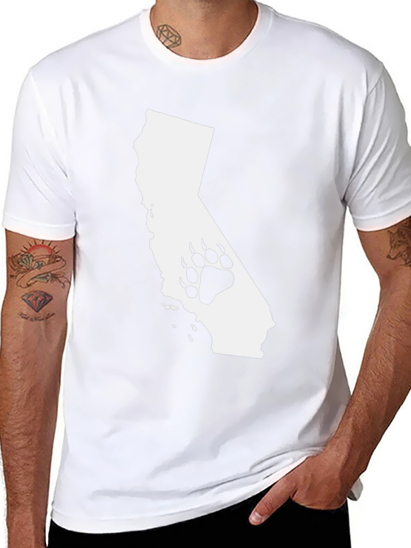 California Bear Paw Print Graphic T-Shirt