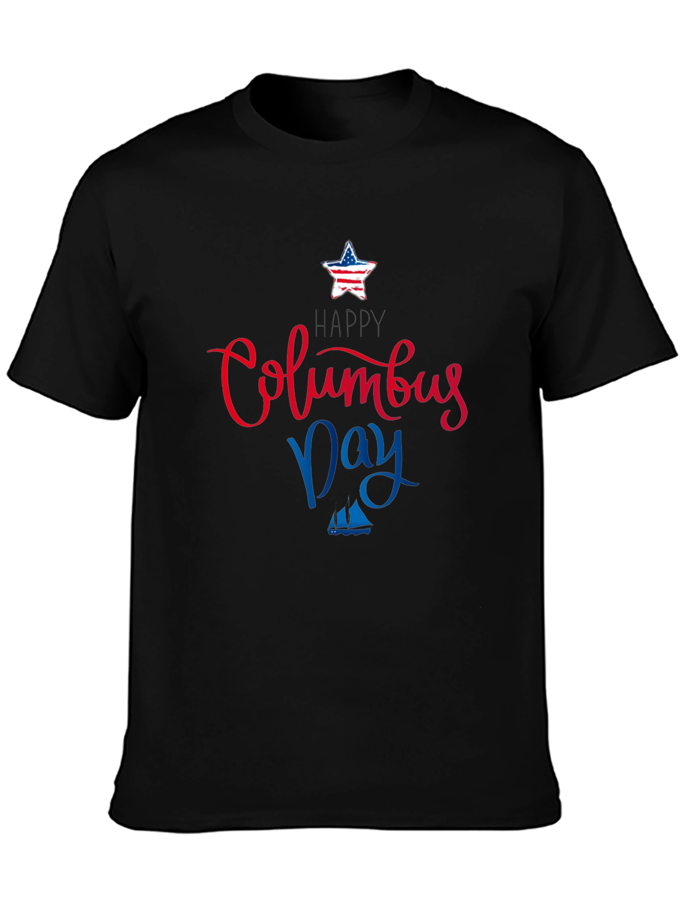 Columbus Day Themed Black T-Shirt