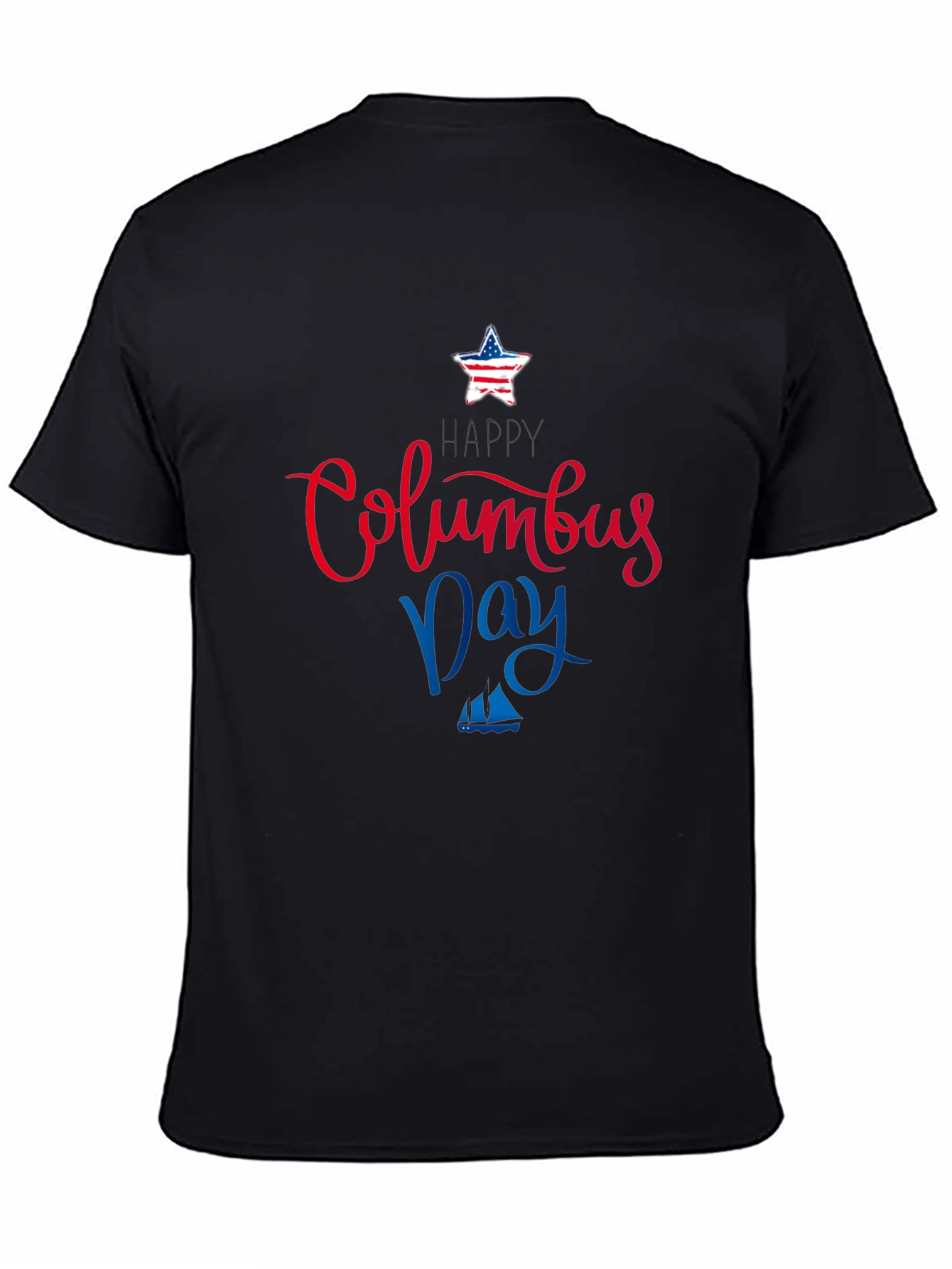 Columbus Day Themed Black T-Shirt