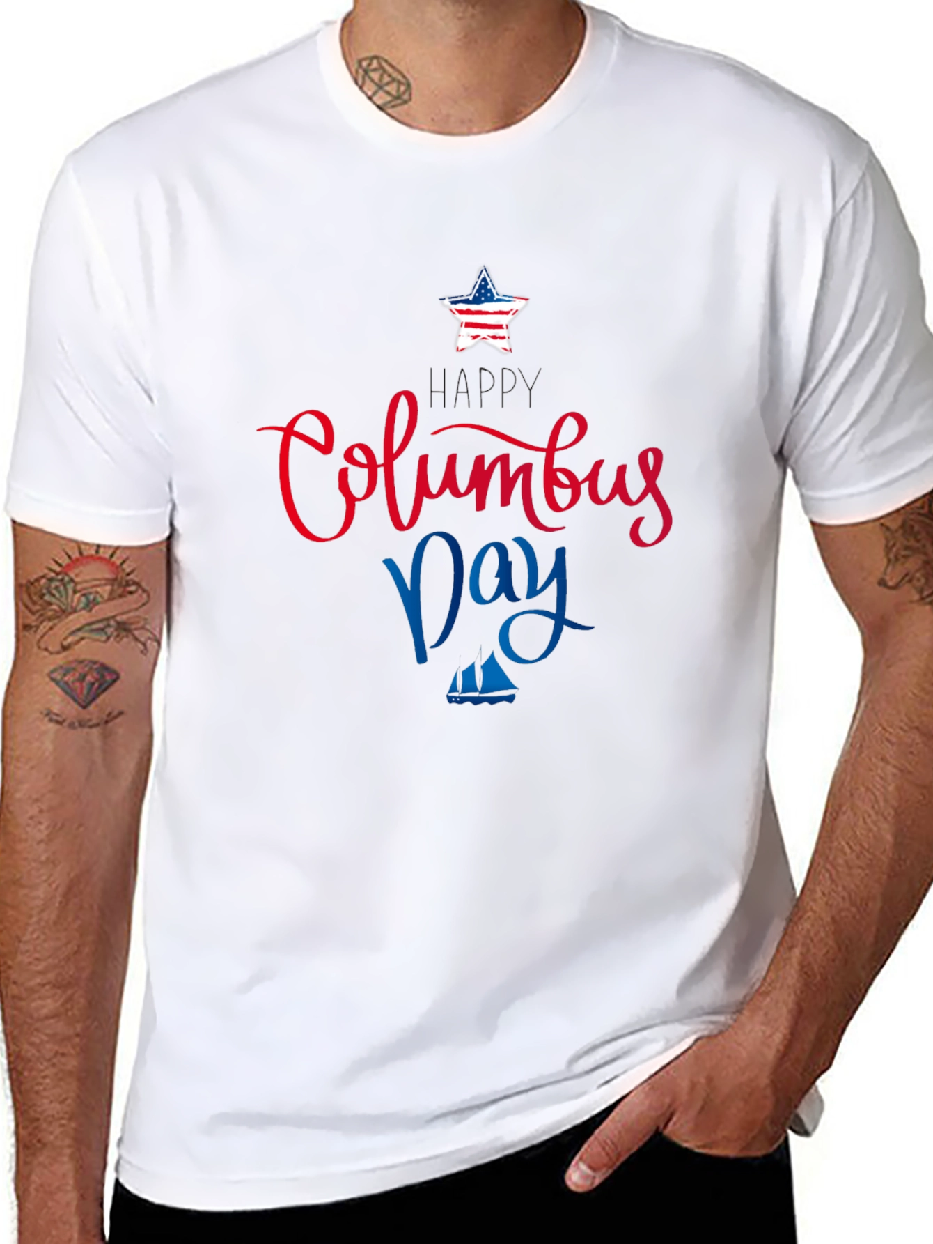 Columbus Day Themed Black T-Shirt