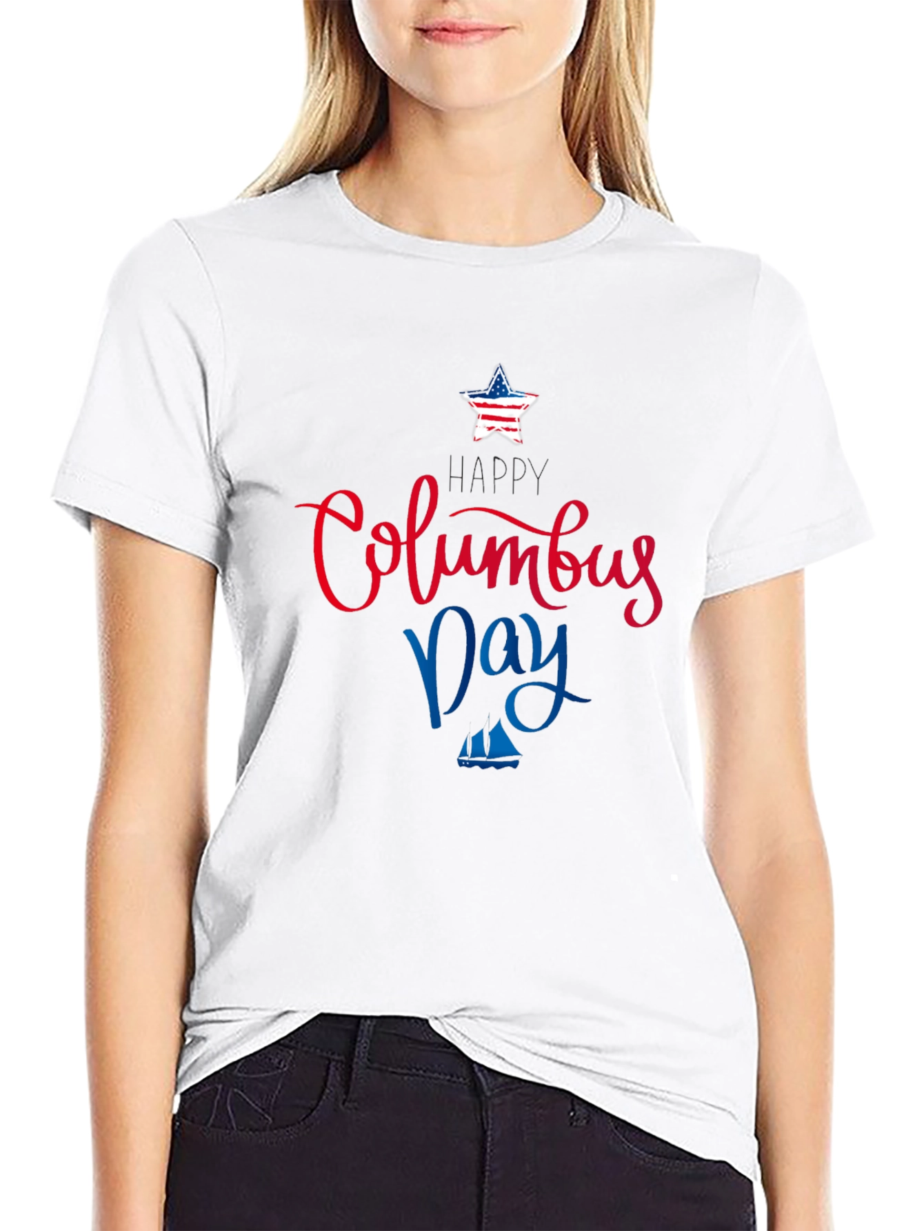 Columbus Day Themed Black T-Shirt