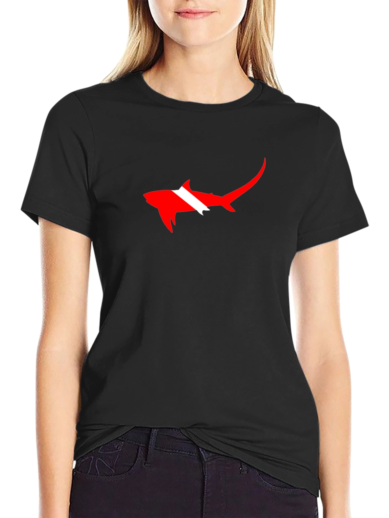 Diver Shark Graphic Tee - Black