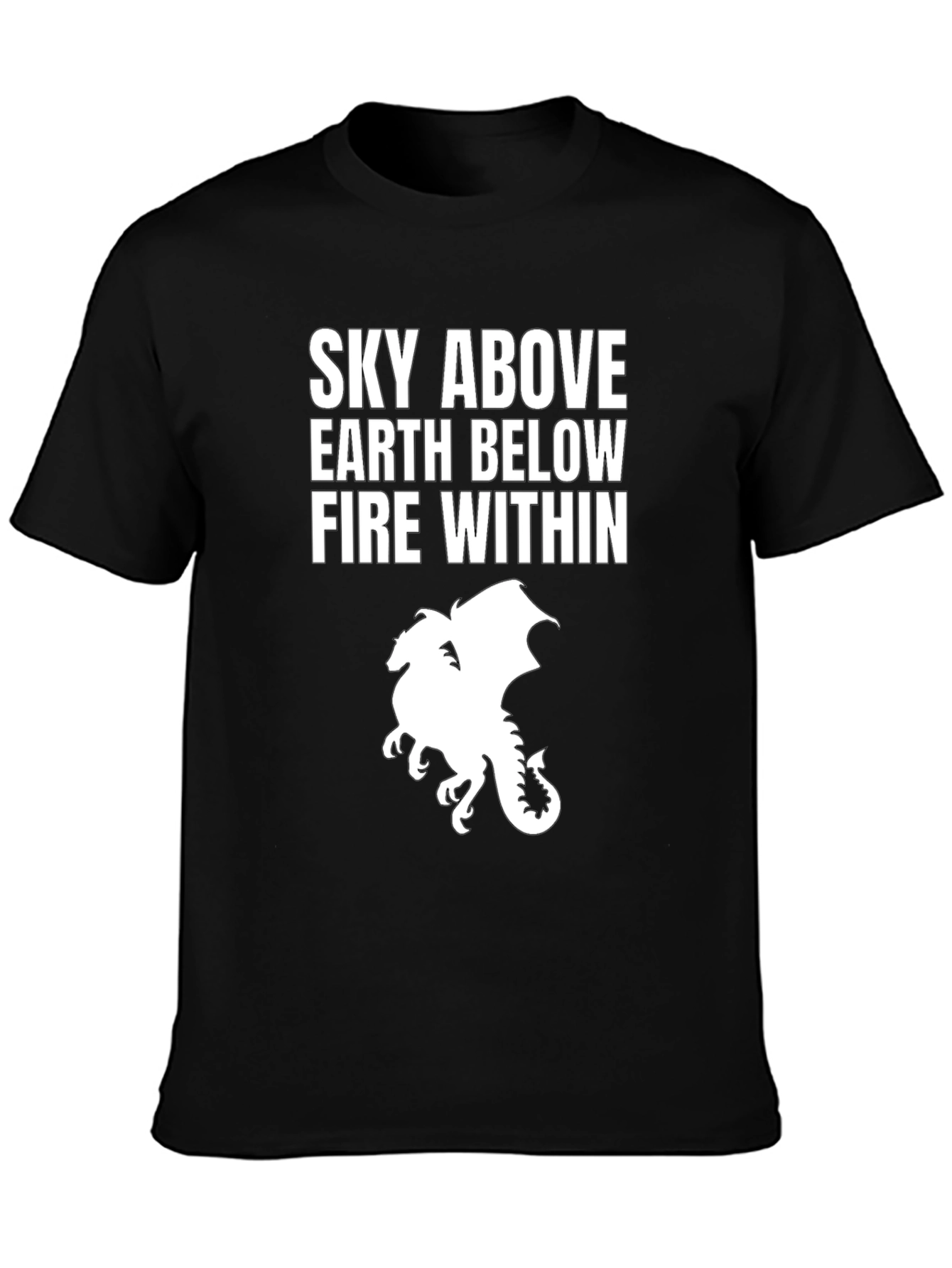 Sky Above Dragon Graphic Tee - Black Cotton T-Shirt