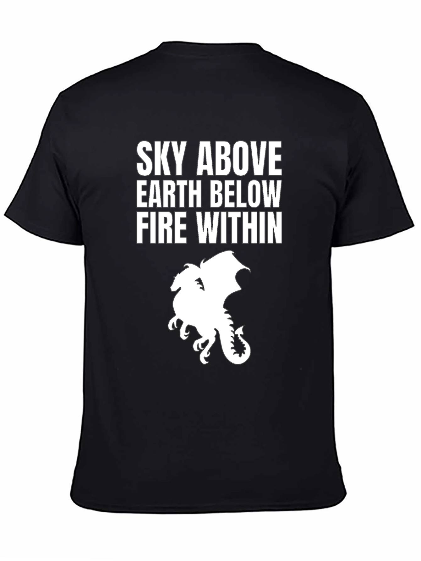 Sky Above Dragon Graphic Tee - Black Cotton T-Shirt