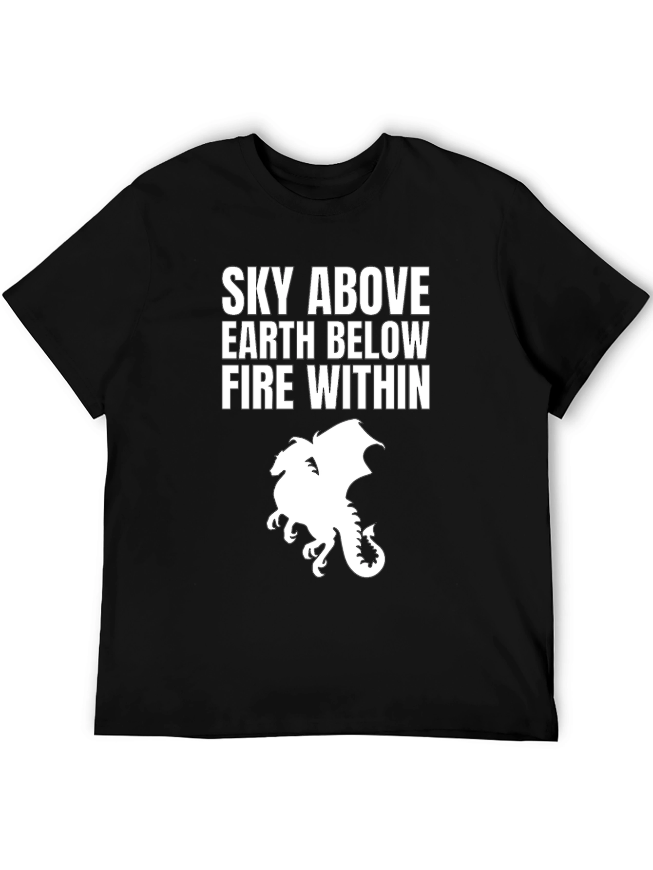 Sky Above Dragon Graphic Tee - Black Cotton T-Shirt