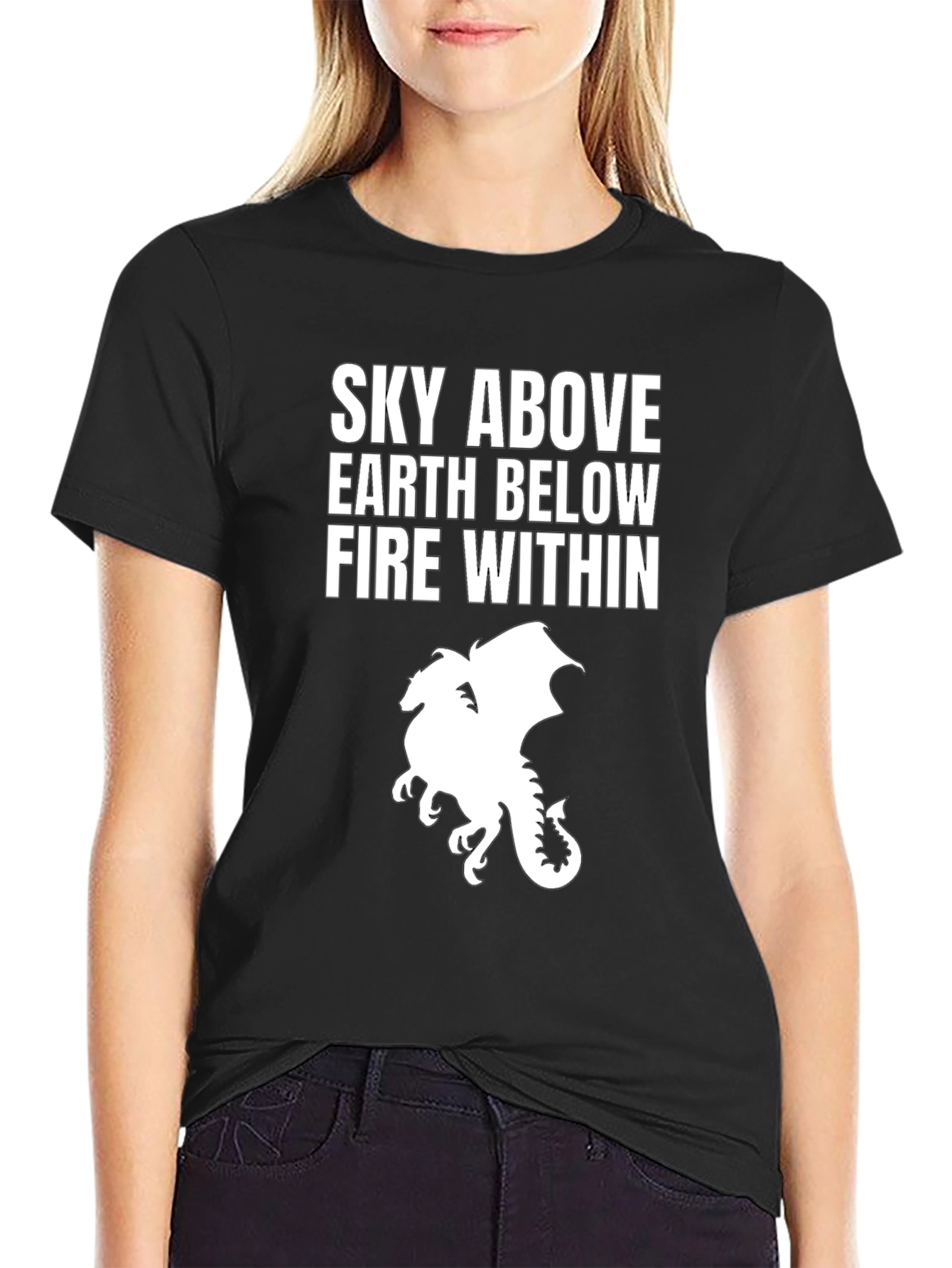 Sky Above Dragon Graphic Tee - Black Cotton T-Shirt