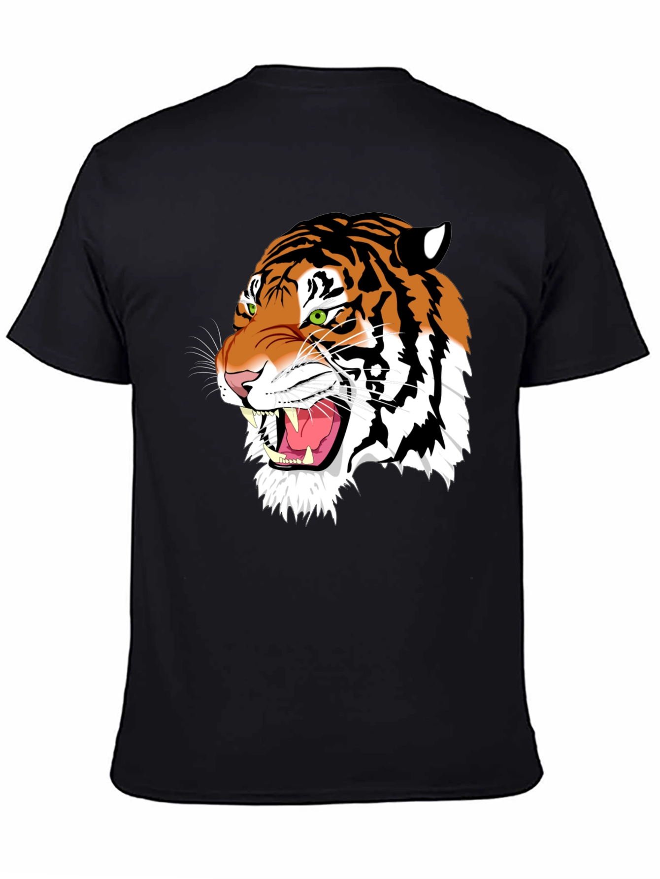 Bold Tiger Graphic Tee - Black Cotton T-Shirt
