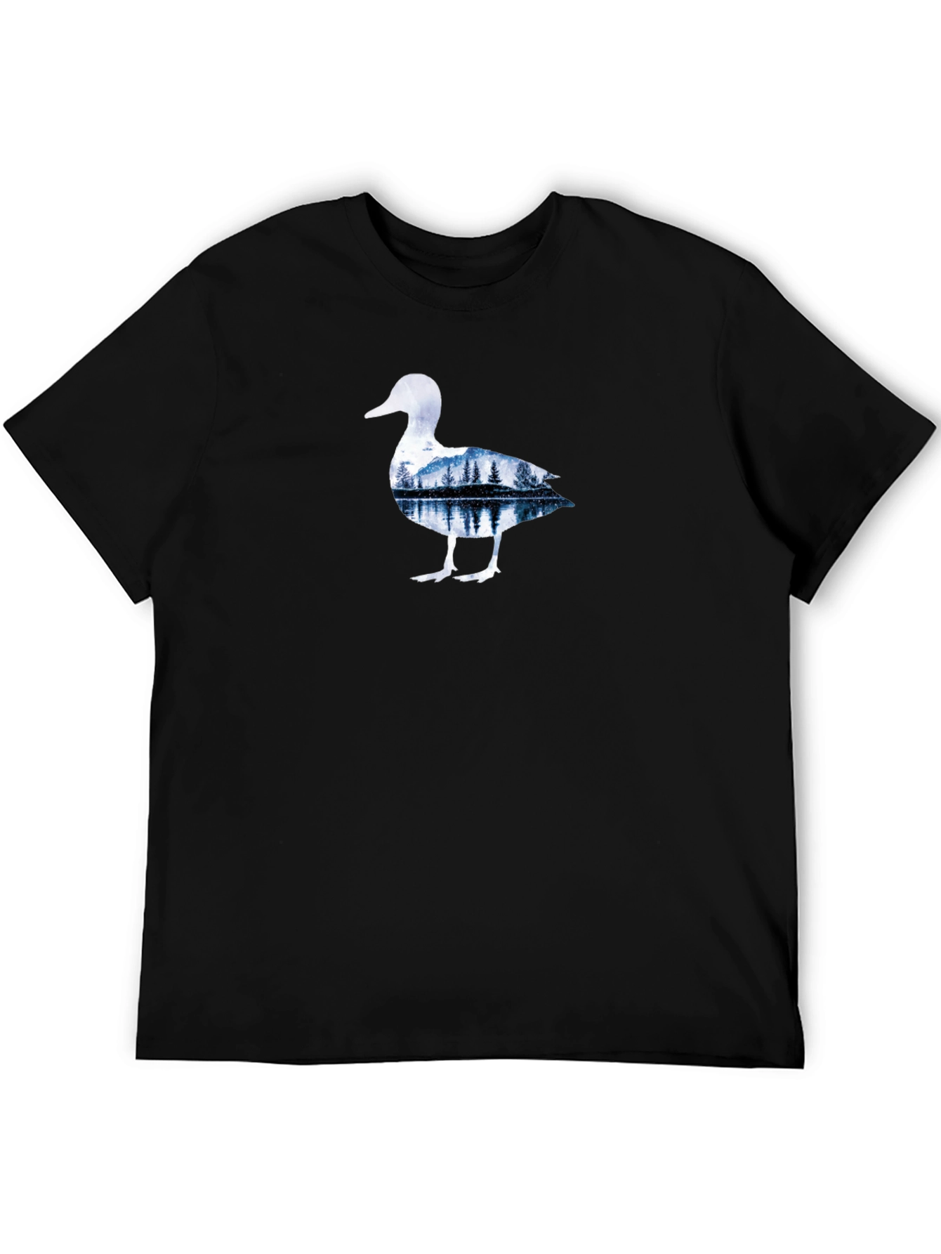 Nature Duck Graphic Tee - Black Cotton T-Shirt