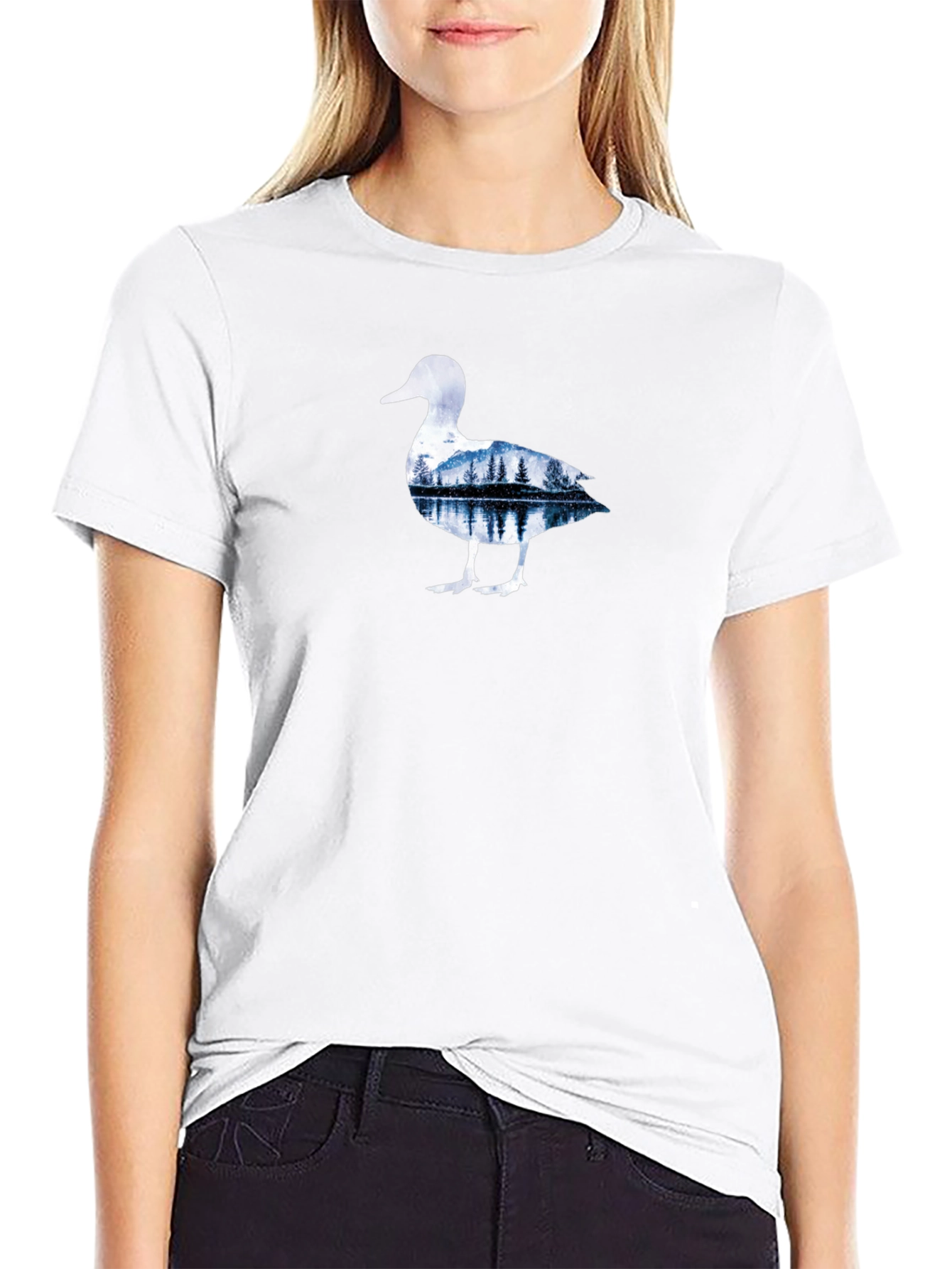 Nature Duck Graphic Tee - Black Cotton T-Shirt
