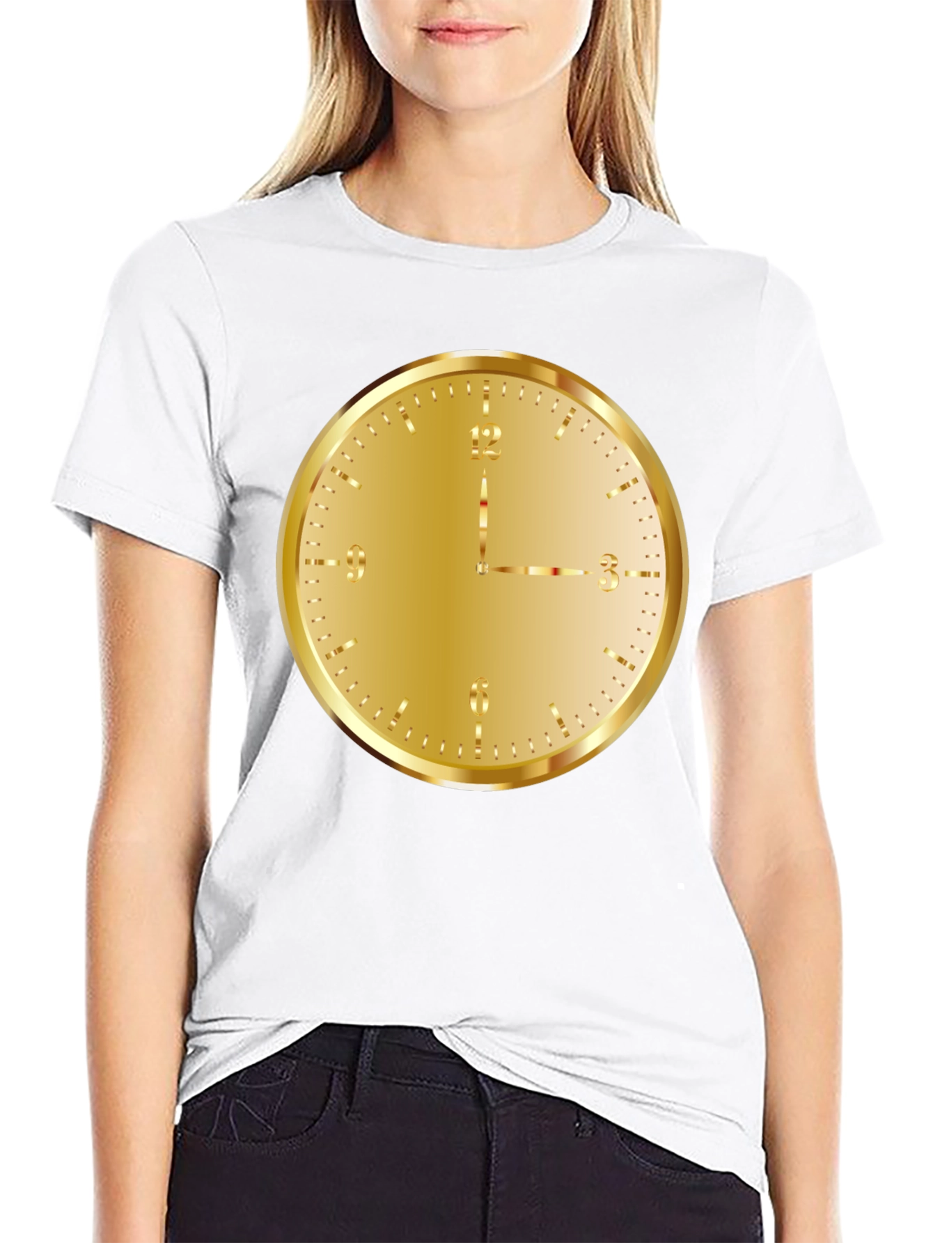 Gold Clock Graphic Tee - Stylish Unisex T-Shirt