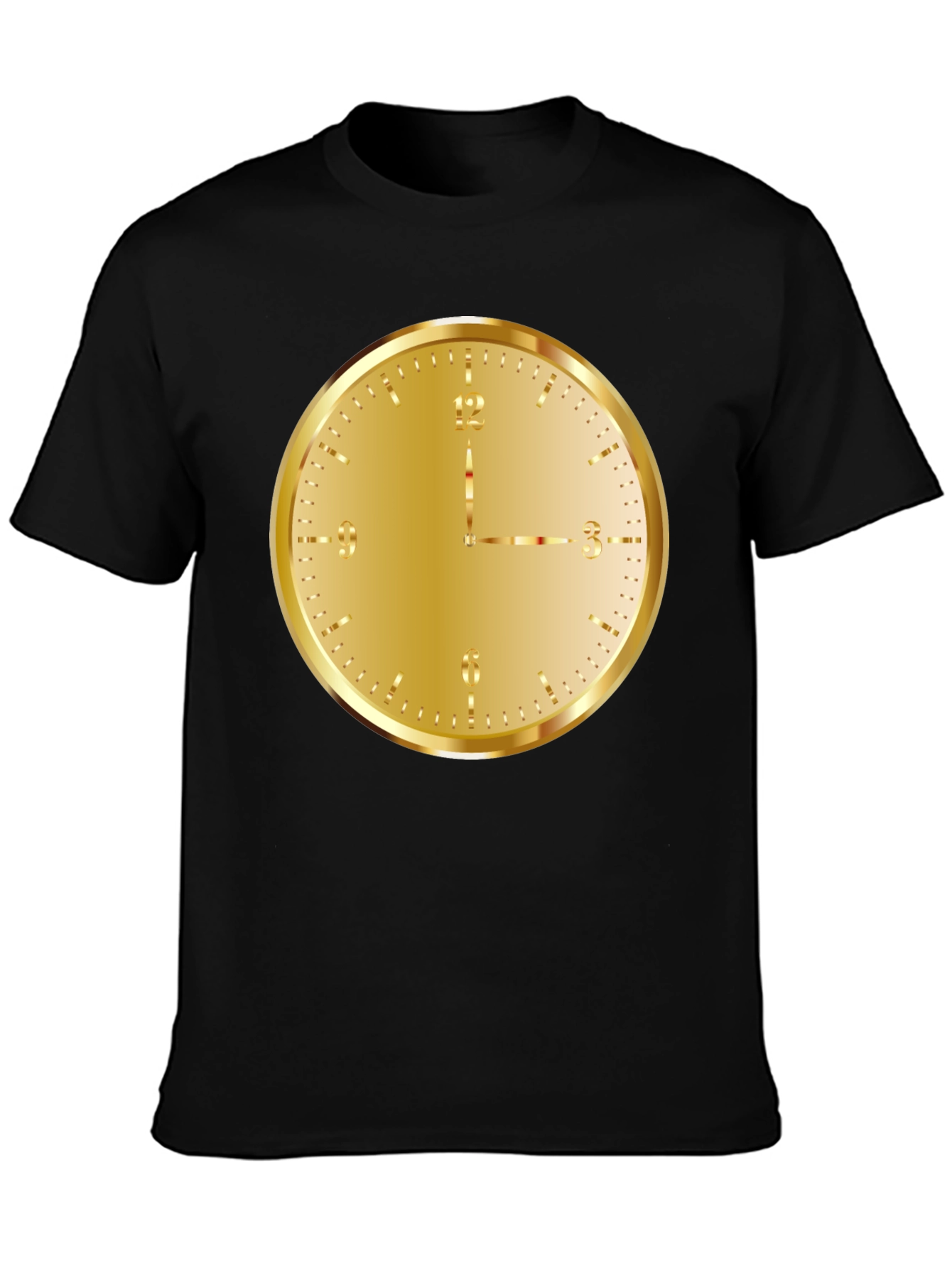 Gold Clock Graphic Tee - Stylish Unisex T-Shirt