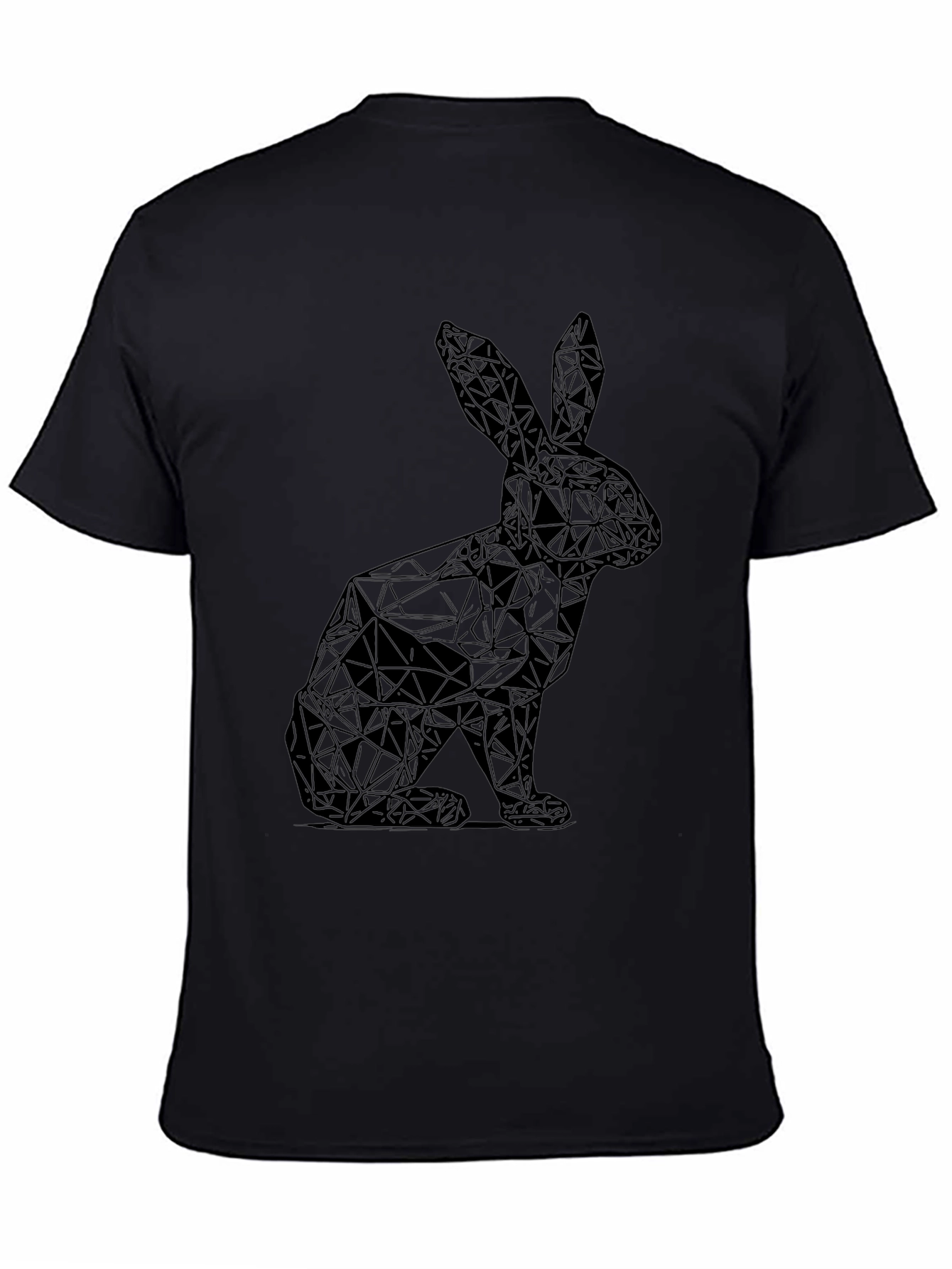 Geometric Rabbit Graphic Tee - Sleek Black Shirt