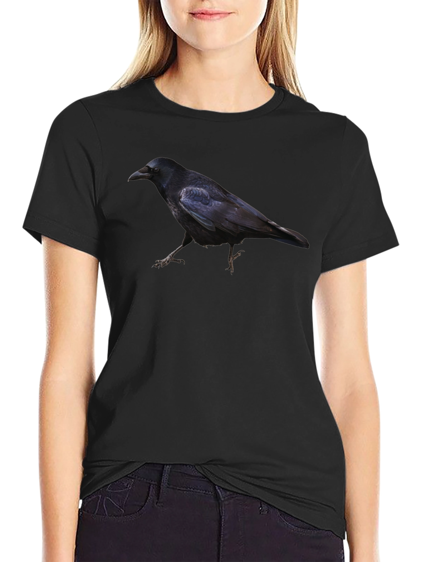 Raven Print Black T-Shirt