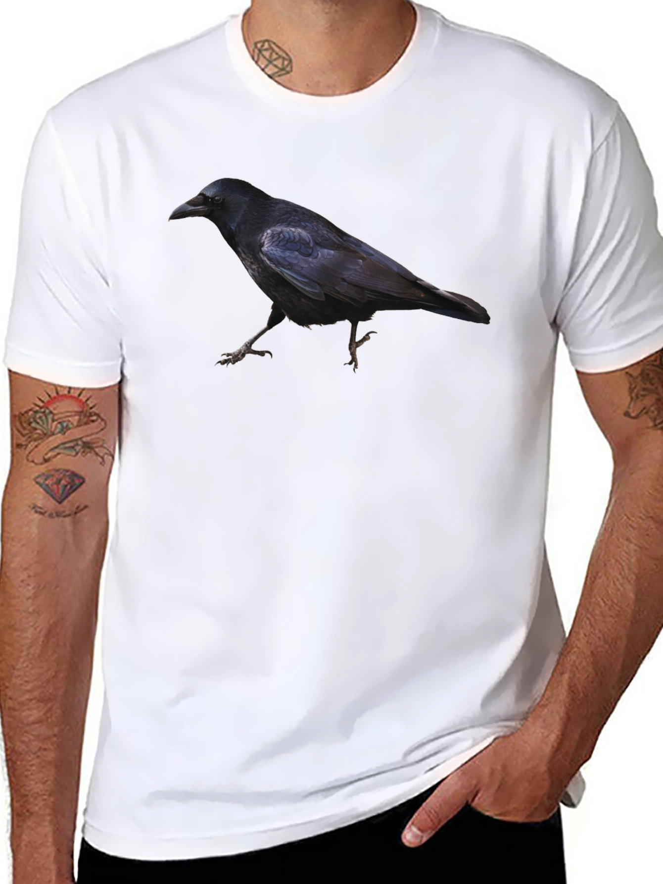 Raven Print Black T-Shirt