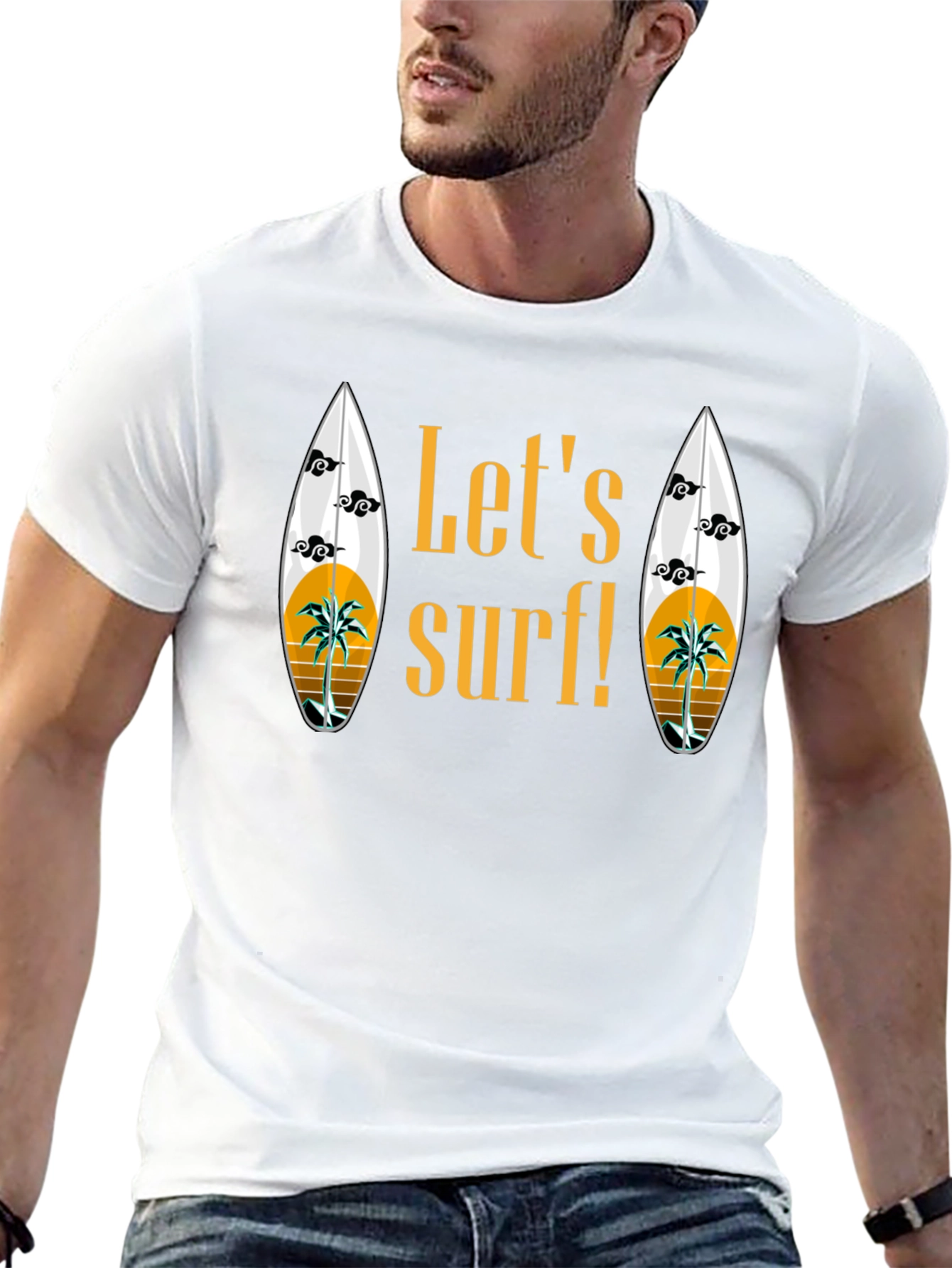 Lets Surf Graphic T-Shirt - Black