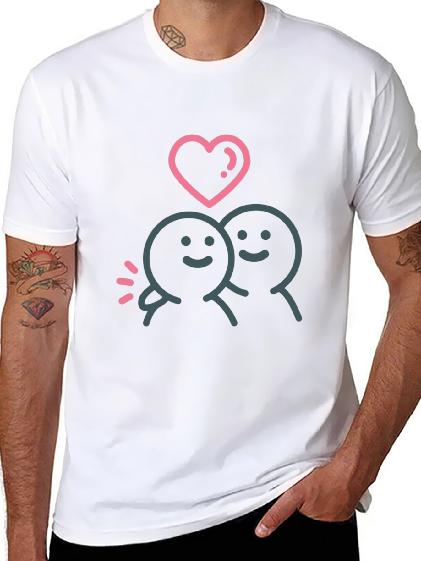 Cute Love Couple Graphic T-Shirt