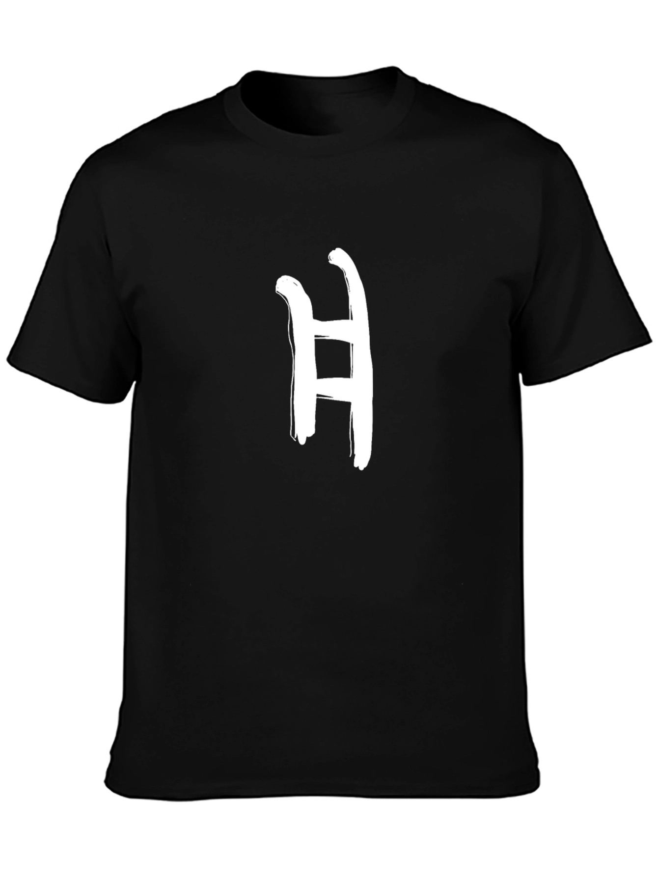 Mens Black T-Shirt with Letter H Graphic Print