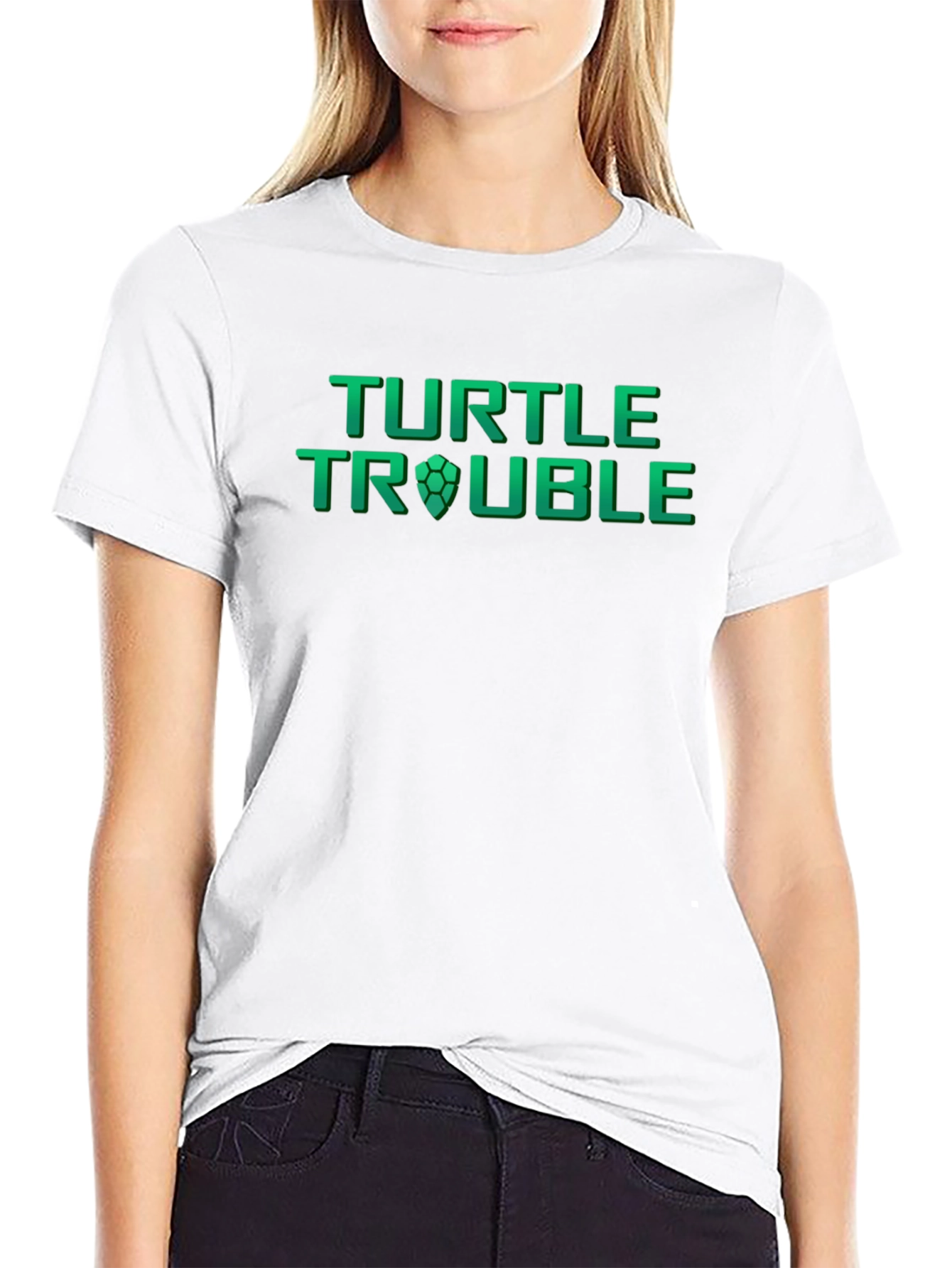 Turtle Trouble Graphic Print Mens Black T-Shirt