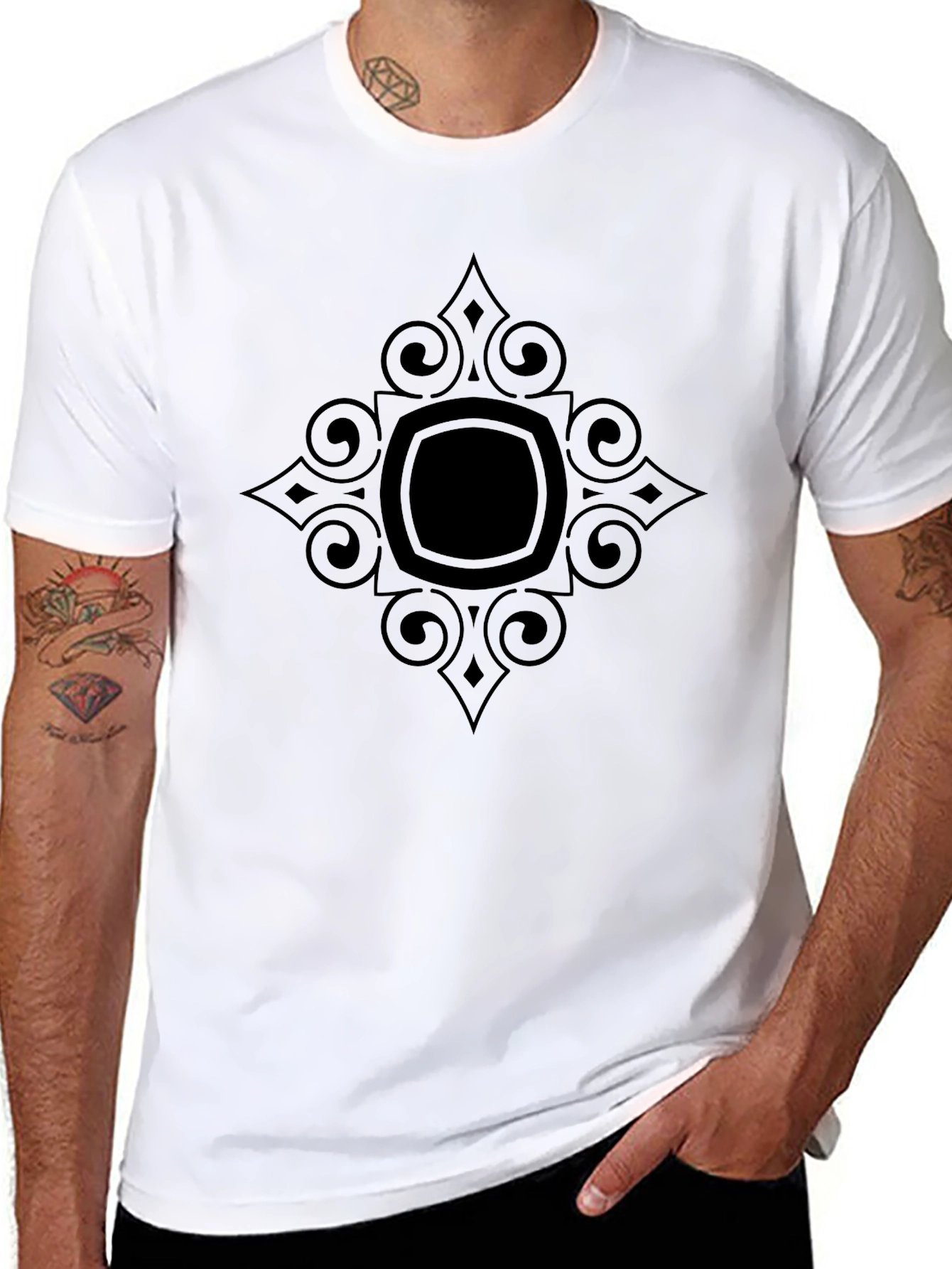Stylish Black Tee with Geometric Graphic