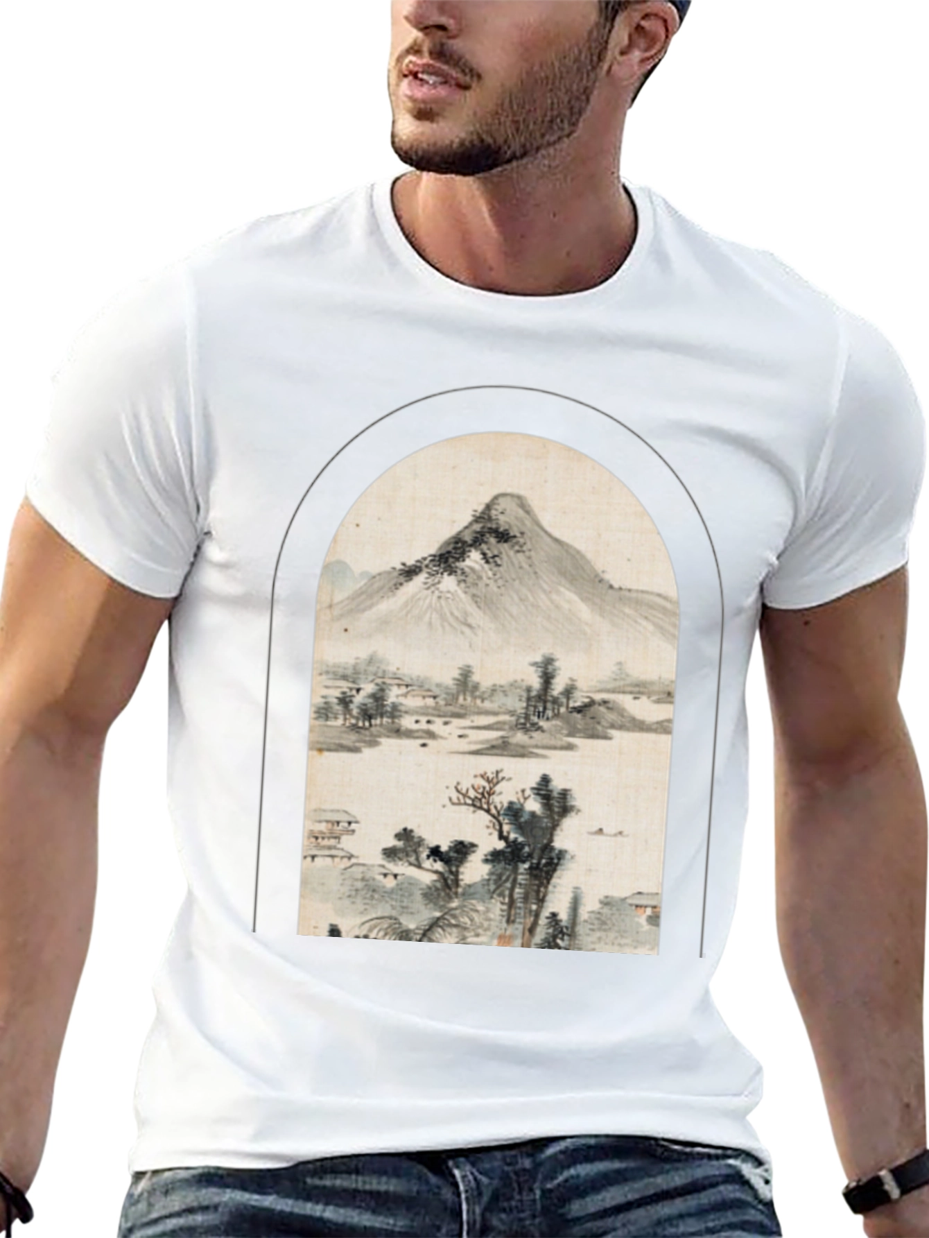 Mountain Landscape Graphic Tee - Black