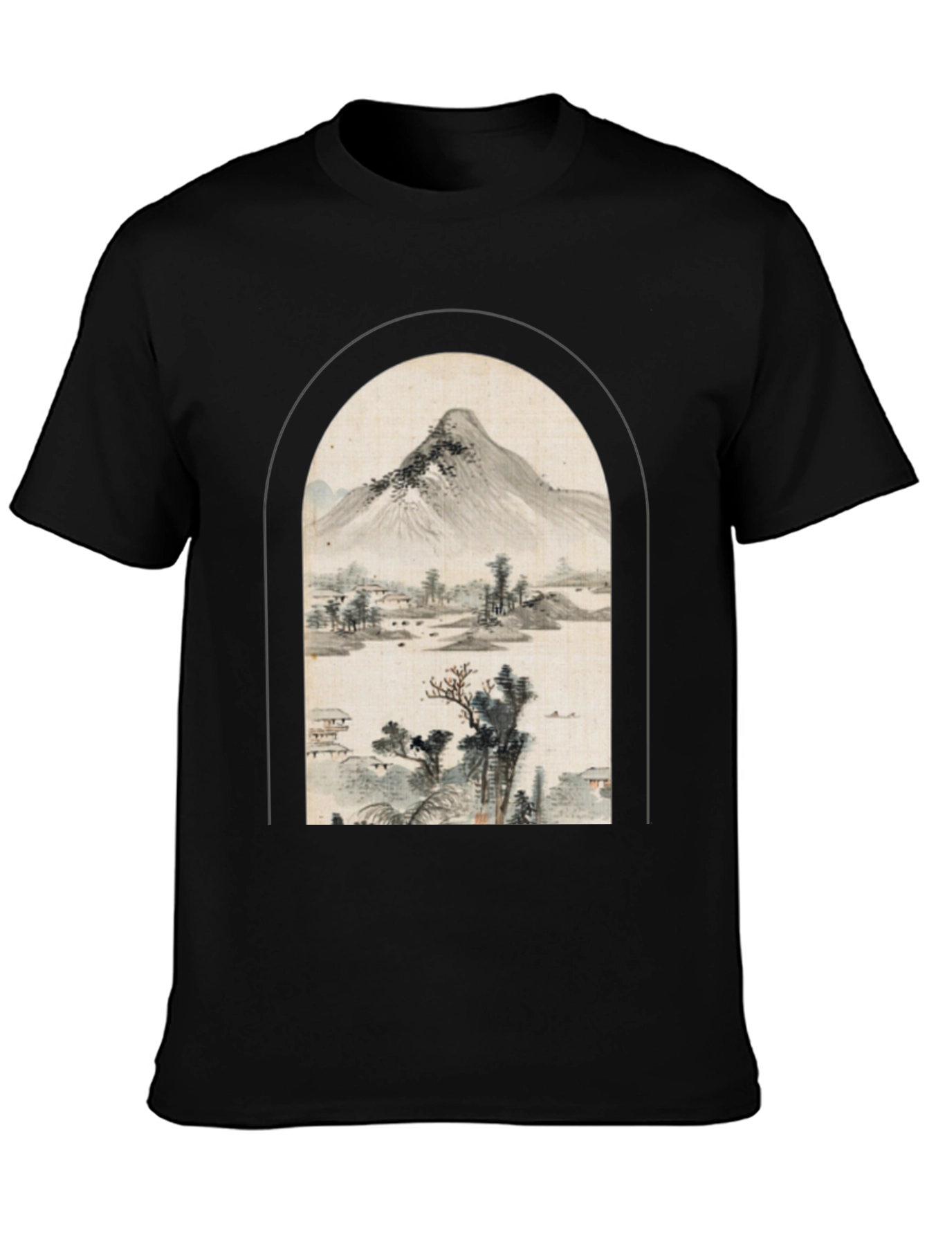 Mountain Landscape Graphic Tee - Black