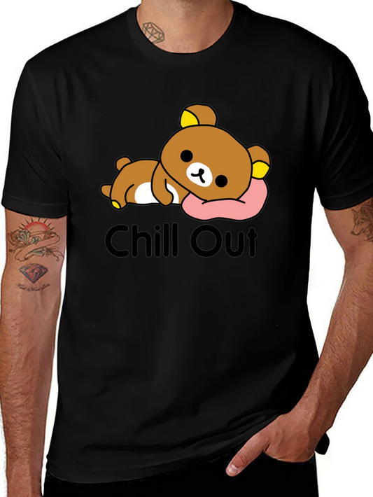Chill Out Bear T-Shirt - Relaxed Cartoon Tee