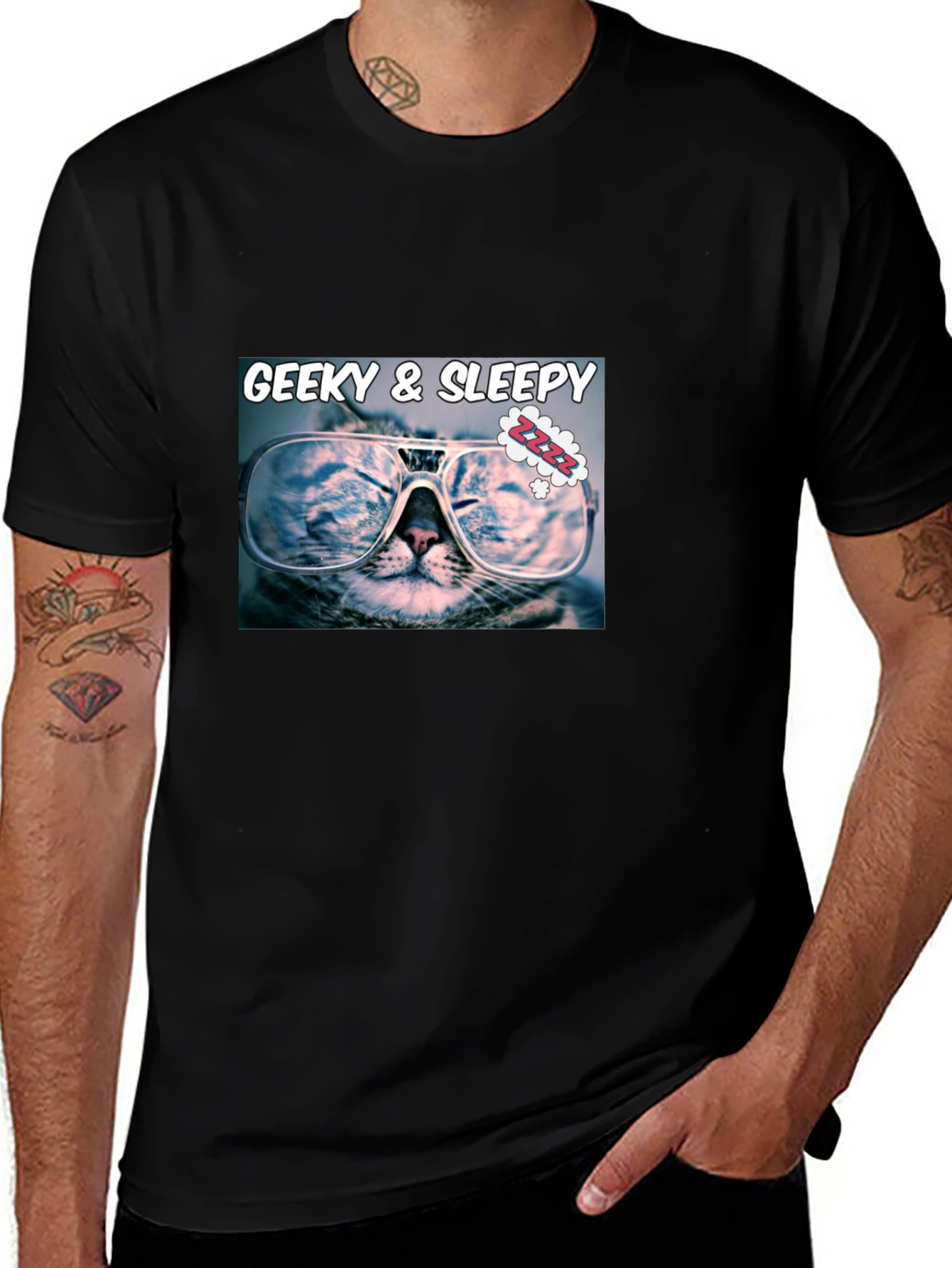Geeky & Sleepy Cat T-Shirt