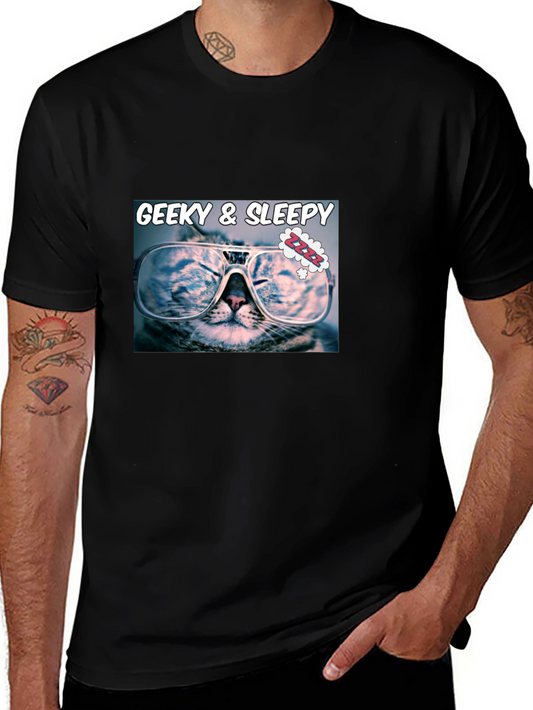 Geeky & Sleepy Cat T-Shirt