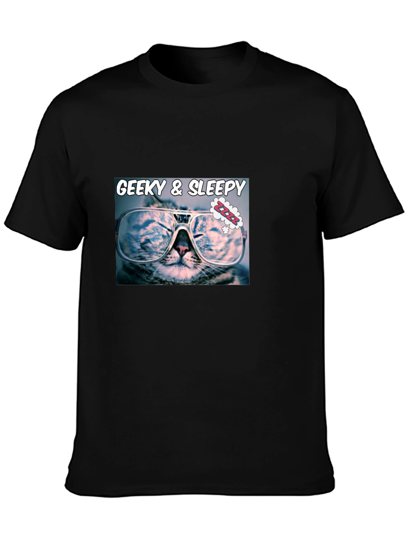 Geeky & Sleepy Cat T-Shirt