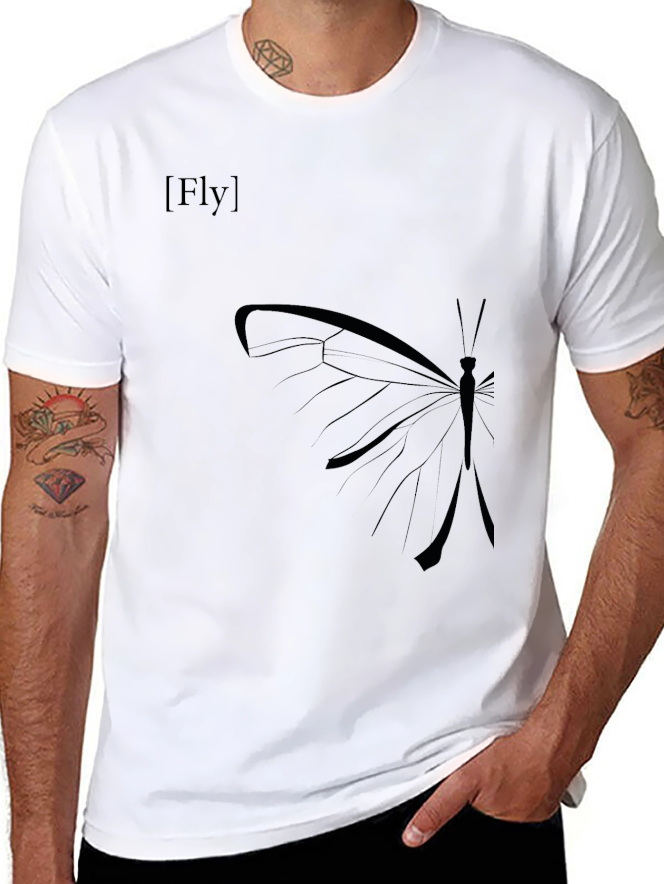 Butterfly Fly Graphic Black T-Shirt