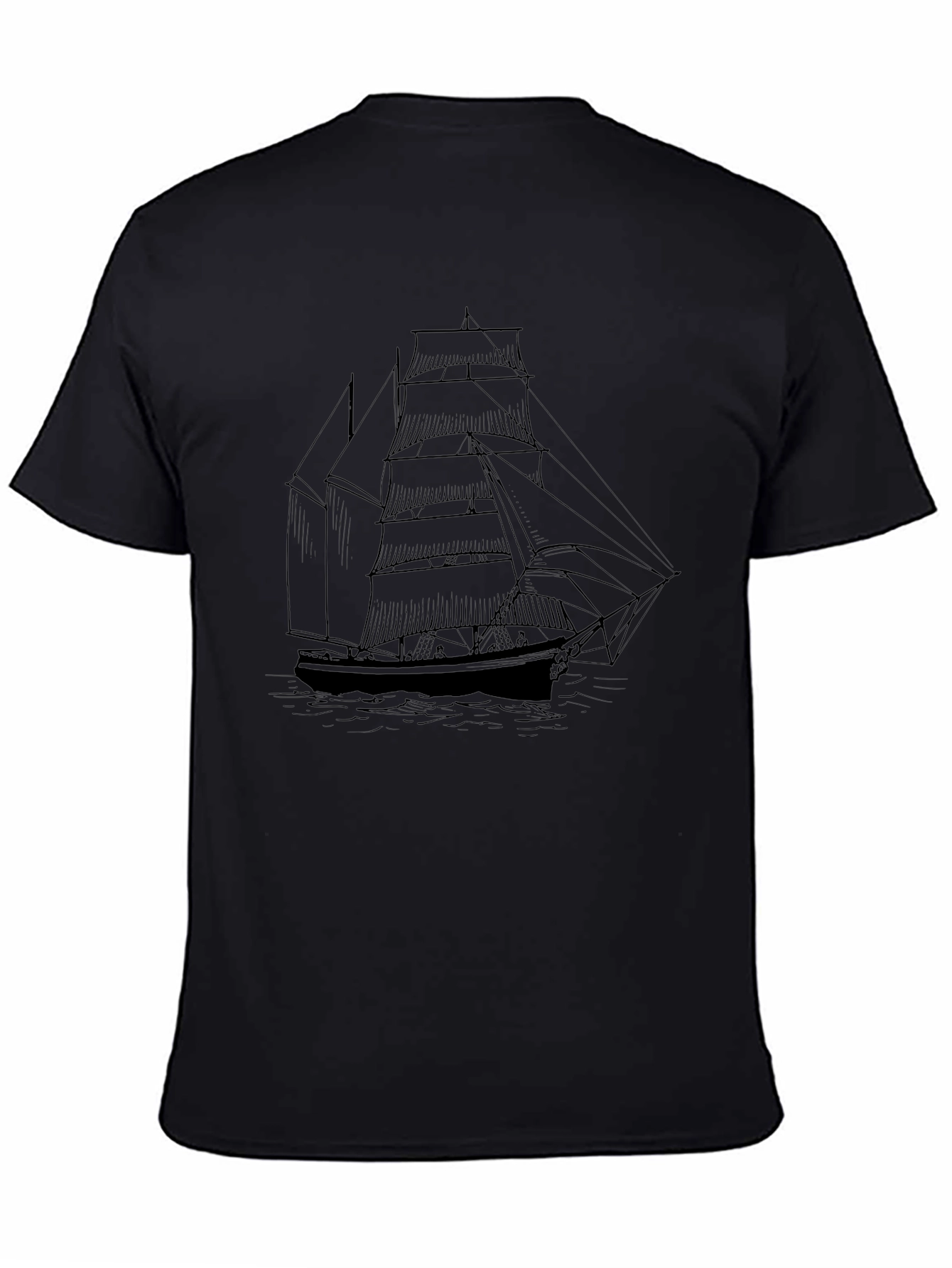 Classic Sailboat Graphic Tee - Black